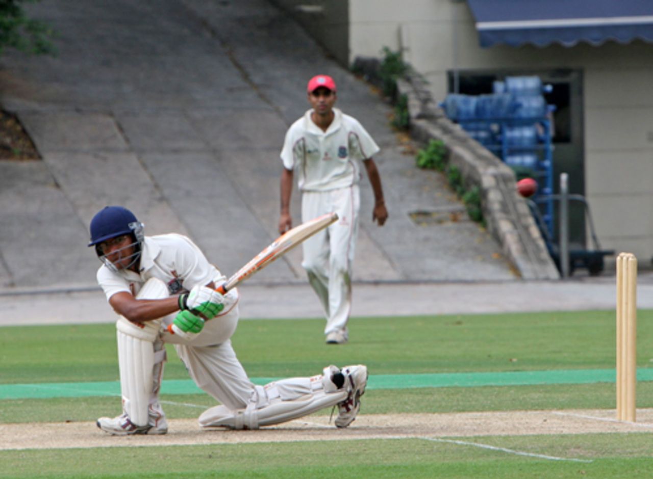 Ashish Gadhia connects with a sweep shot - Infidels v. Templars at KCC