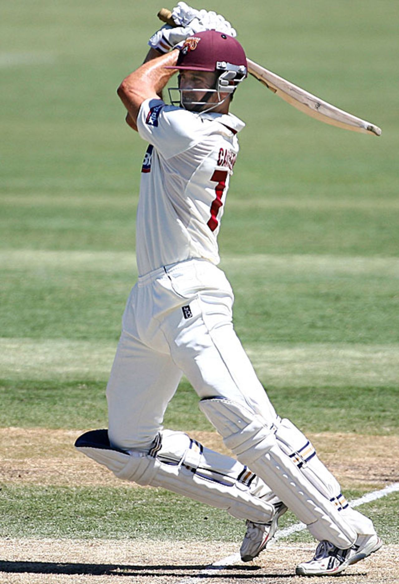 Lee Carseldine plays a stylish cut during his 80, Western Australia v Queensland, Sheffield Shield, Perth, 3rd day, October 15, 2009