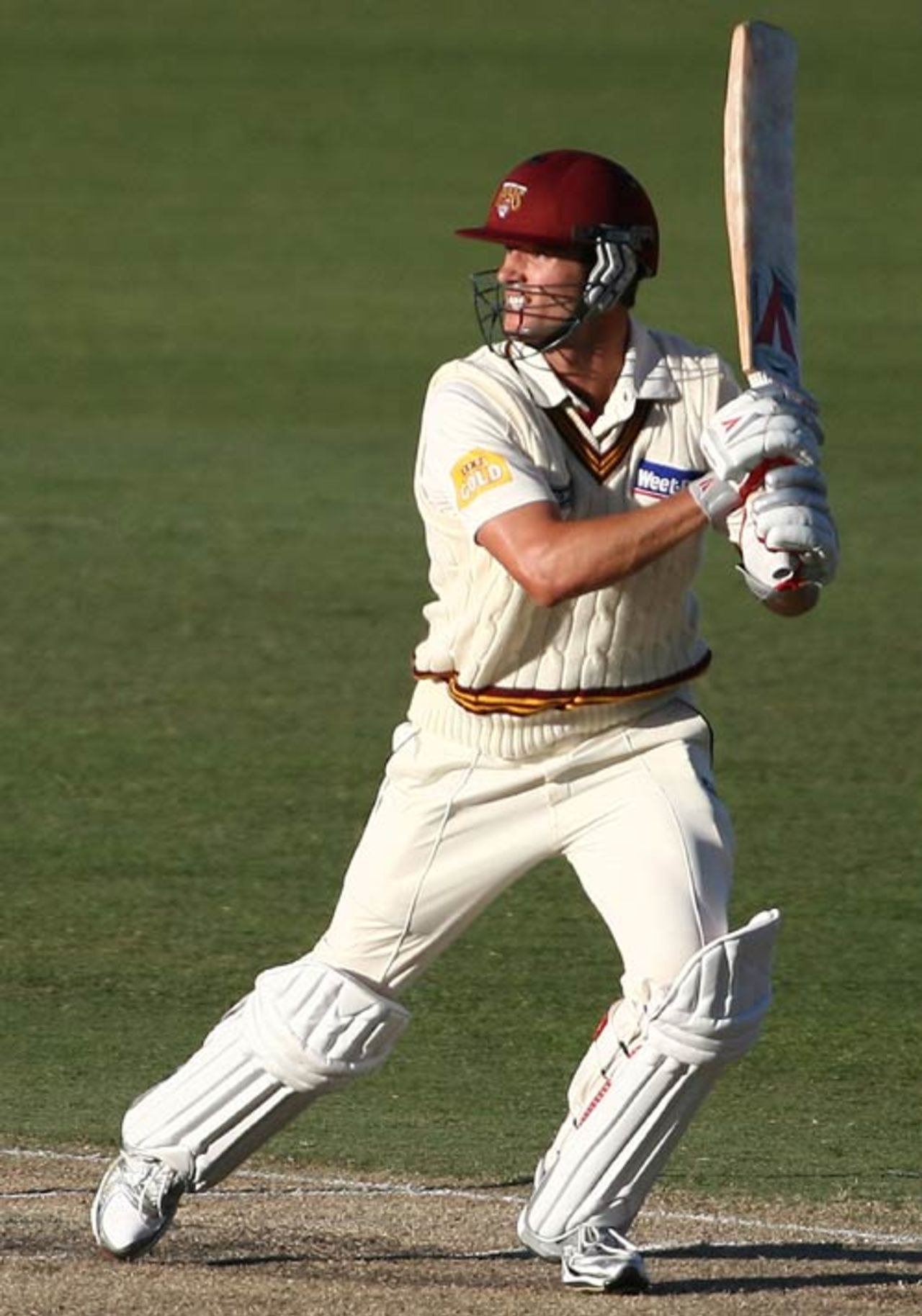 Chris Simpson cuts on his way to a half-century, Western Australia v Queensland, Sheffield Shield, Perth, 3rd day, October 15, 2009