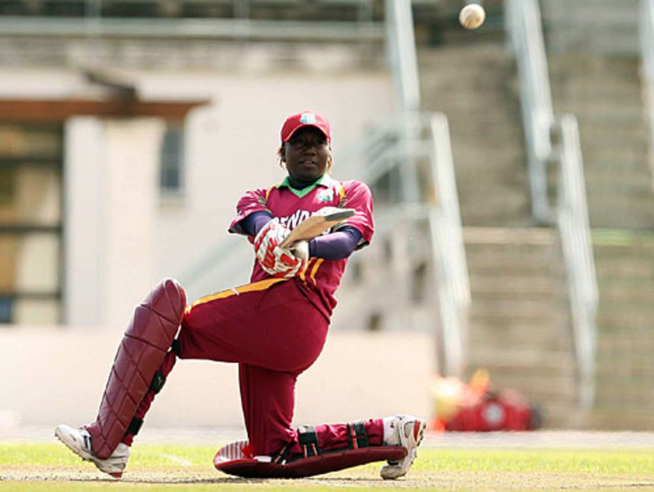 Stafanie Taylor gets down on one knee to smash the ball, South Africa women v West Indies women, 1st ODI, Paarl, October 16, 2009