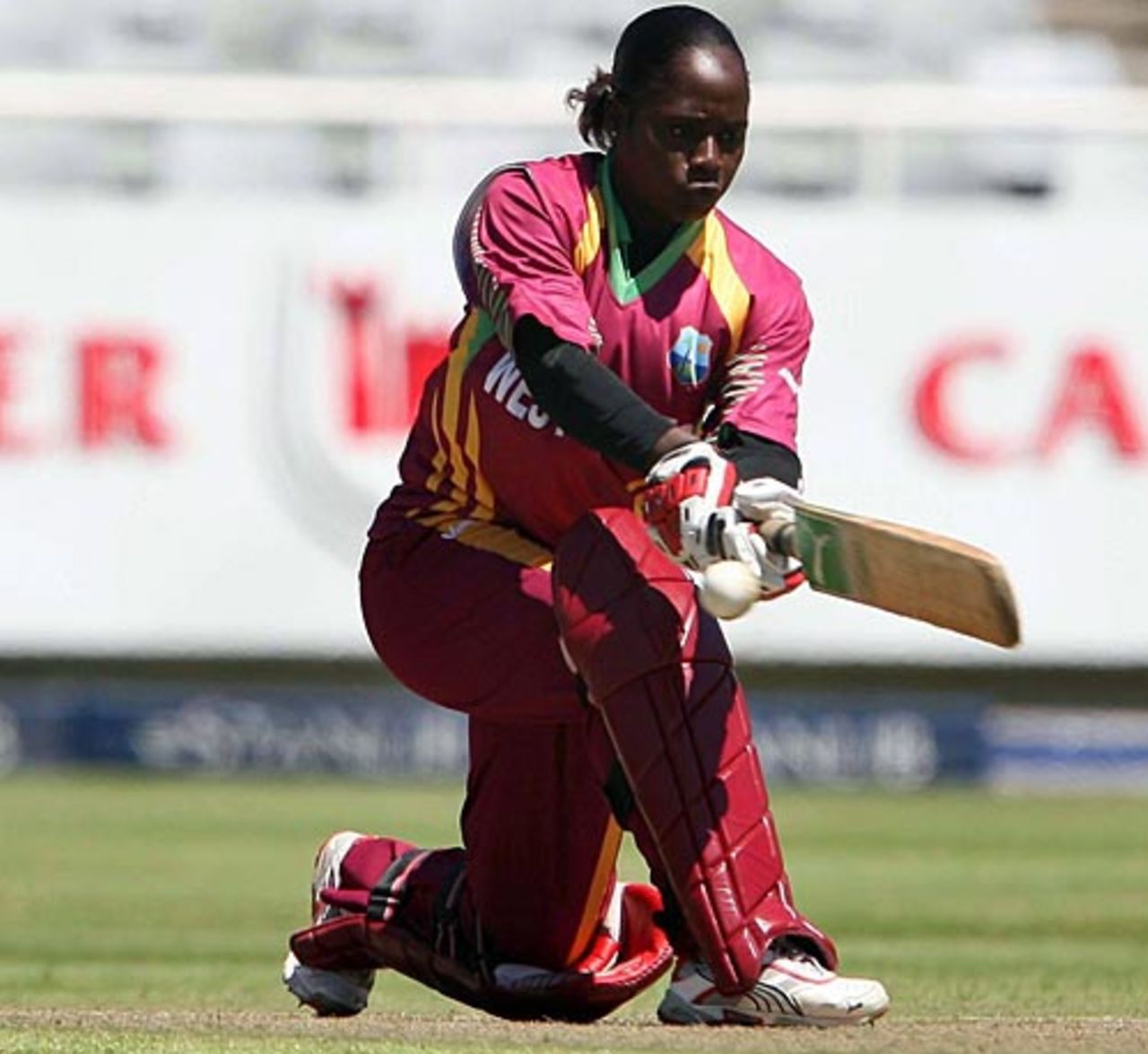 Shanel Daley plays the sweep, South Africa v West Indies, 2nd women's ODI, Newlands, October 18, 2009