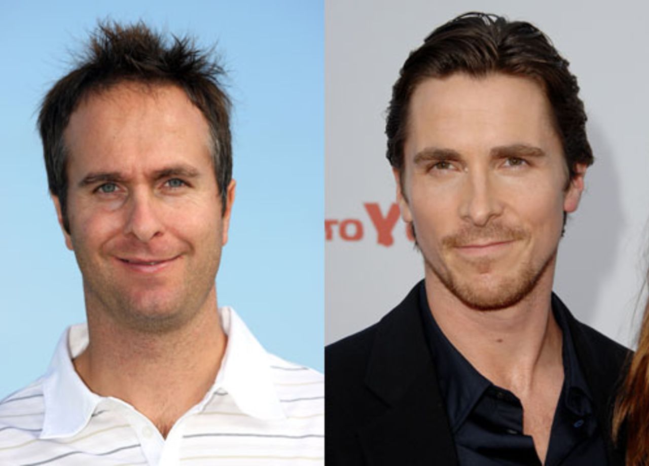 Composite: Michael Vaughan and Christian Bale