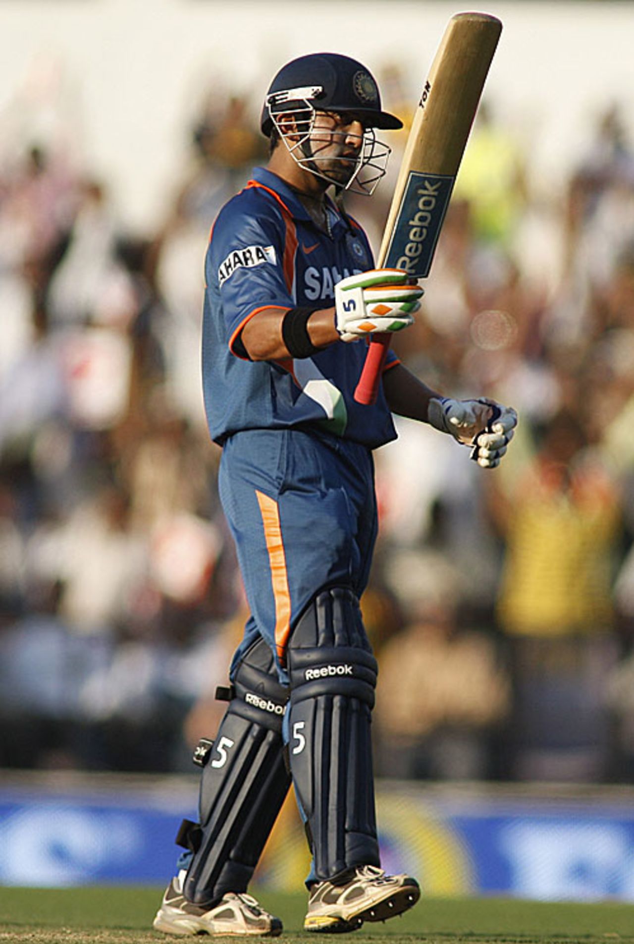 Gautam Gambhir acknowledges his fifty, India v Australia, 2nd ODI, Nagpur, October 28, 2009