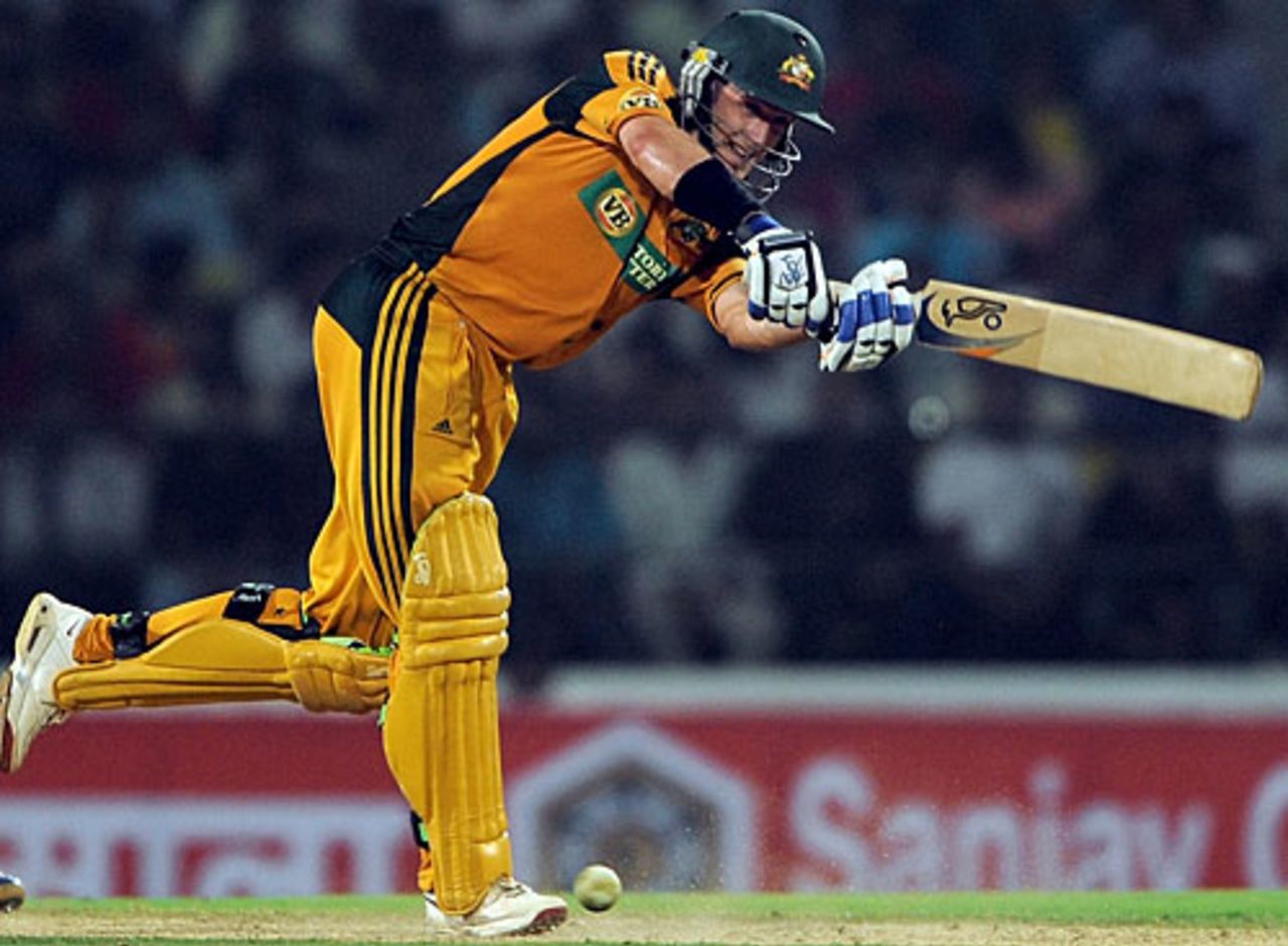 Michael Hussey whips it the on side, India v Australia, 2nd ODI, Nagpur, October 28, 2009