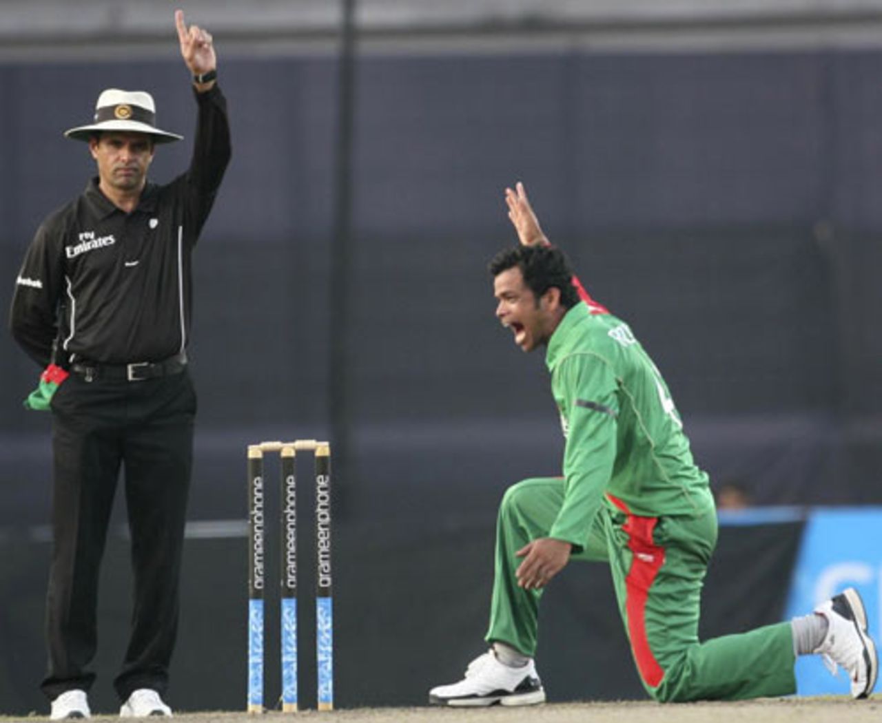 Abdur Razzak celebrates after umpire Aleem Dar lifts the finger, Bangladesh v Zimbabwe, 2nd ODI, Mirpur, October 29, 2009