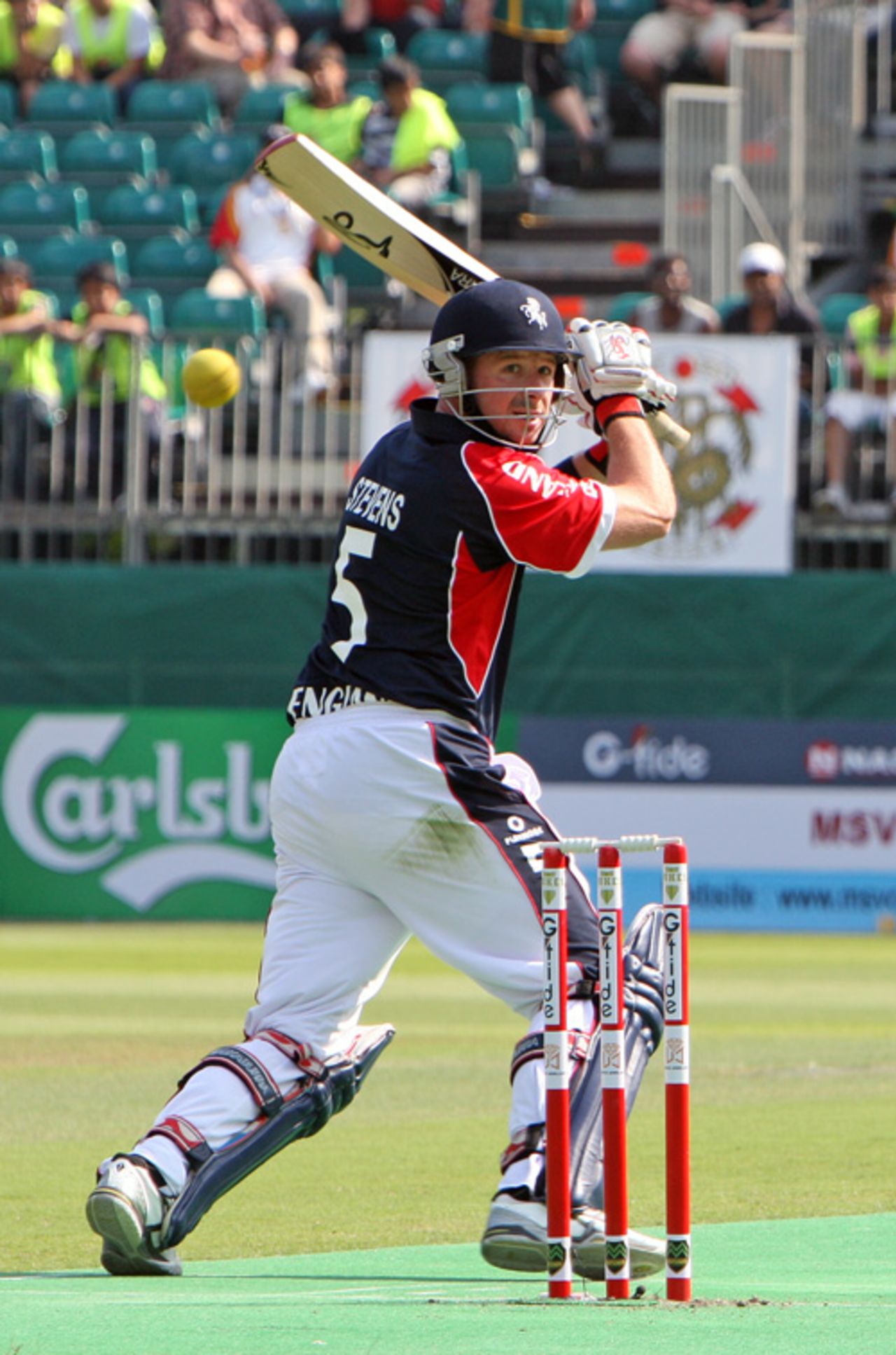 England's Darren Stevens guides the ball to the third man boundary