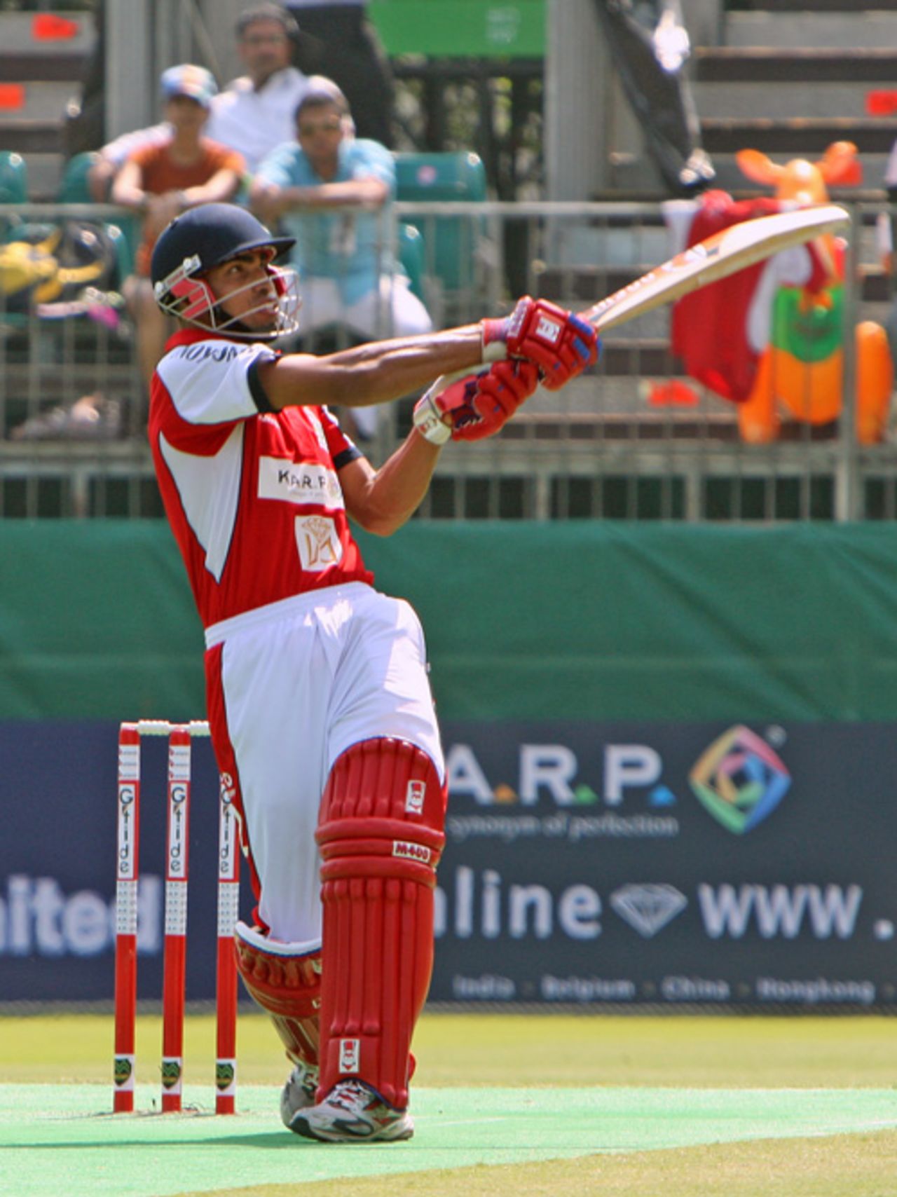 Irfan Ahmed sends another six out of the ground at the 2009 Hong Kong Cricket Sixes