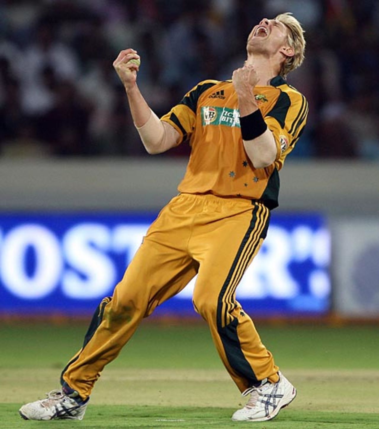 Shane Watson celebrates Yuvraj Singh's wicket, India v Australia, 5th ODI, Hyderabad, November 5, 2009