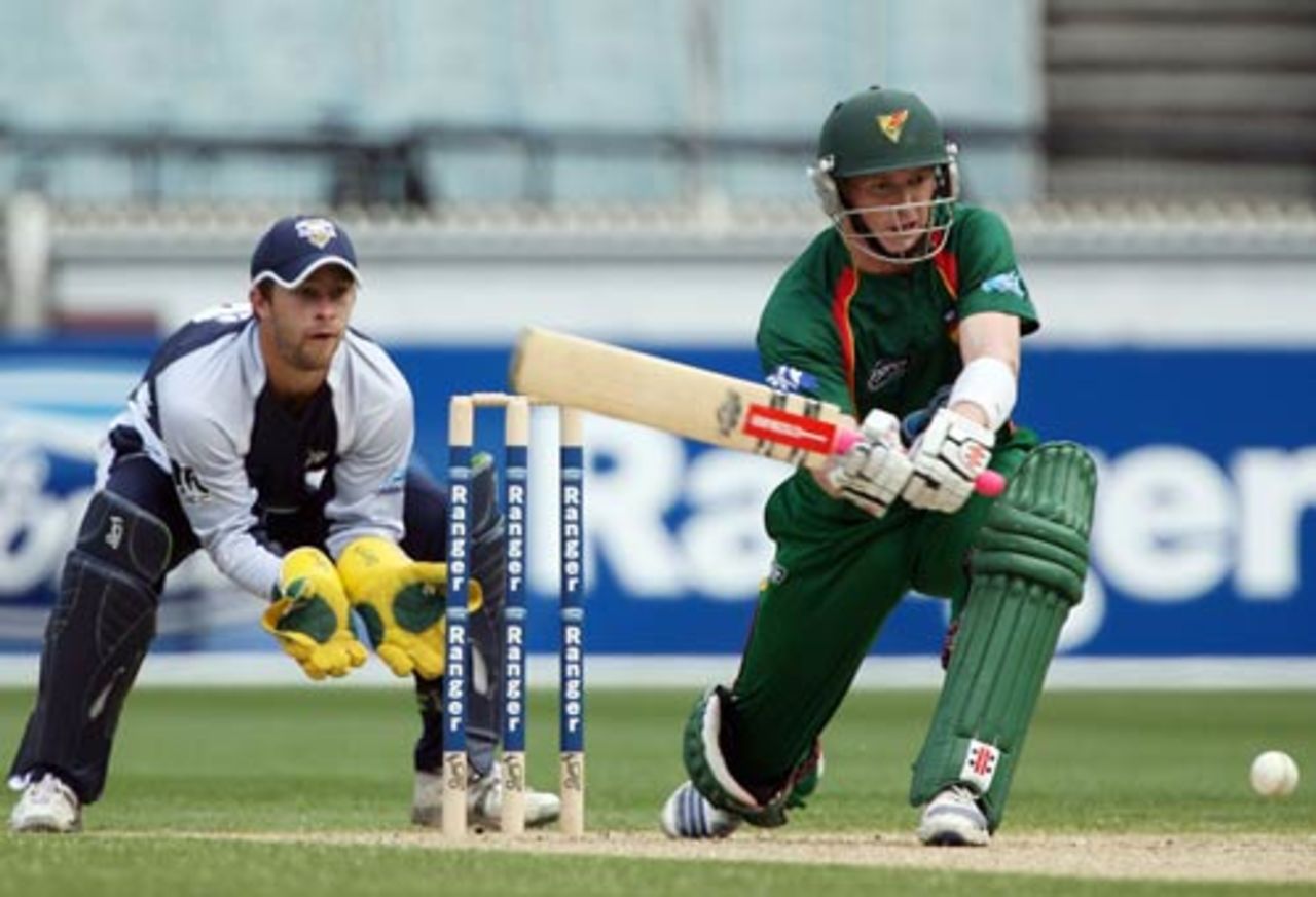 George Bailey sweeps during his half-century, Victoria v Tasmania, Ford Ranger Cup, Melbourne, November 7, 2009