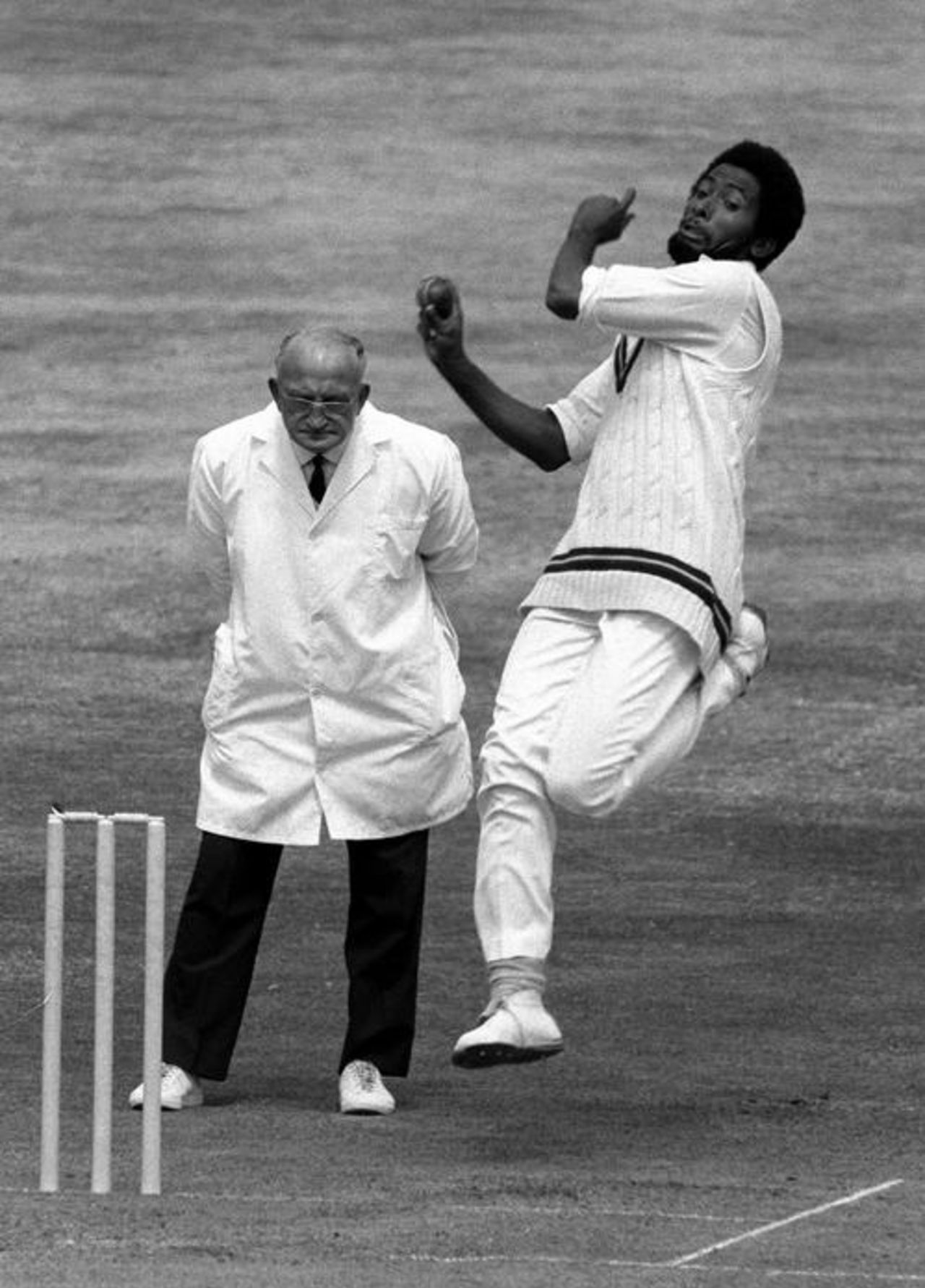 Andy Roberts bowls, England v West Indies, fourth Test, Headingley, 23 July, 1976 