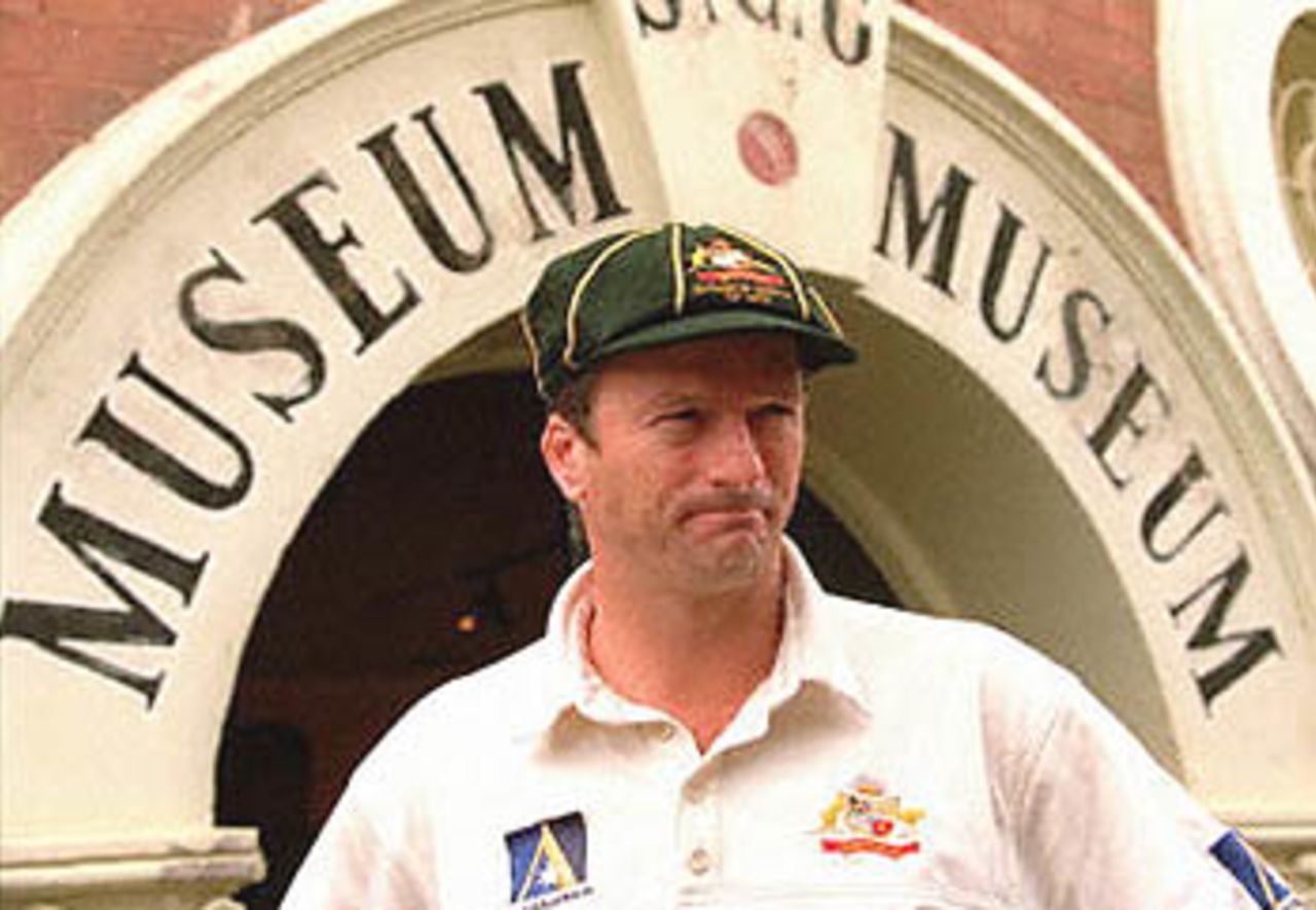 Australian cricket captain Steve Waugh wears a specially produced baggy cloth cricket cap to mark the beginning of the Centenary of Federation celebrations 01 January 2001. The Australian team will begin the fifth and final test against The West Indies at the Sydney Cricket Ground 02 Janaury.