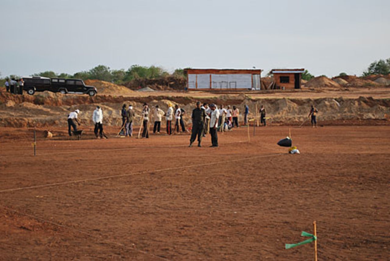 Work is underway at the ground in Hambantota, November 10, 2009