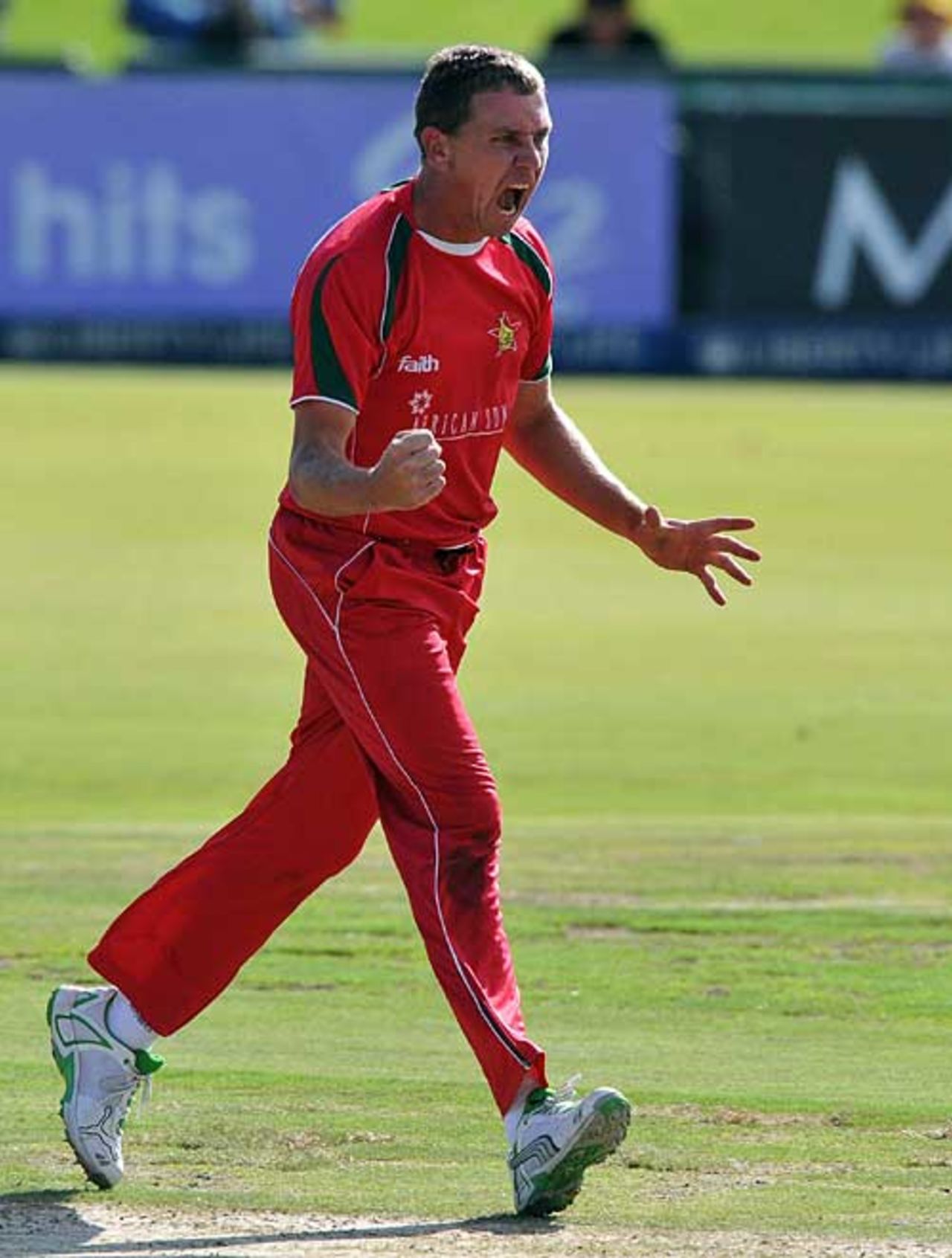 Ray Price celebrates his dismissal of AB de Villiers, South Africa v Zimbabwe, 2nd ODI, Centurion, November 10, 2009