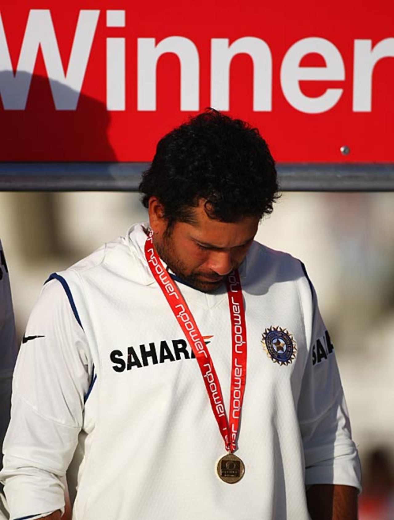 Sachin Tendulkar with his medal, England v India, 3rd Test, The Oval, 5th day, August 13, 2007