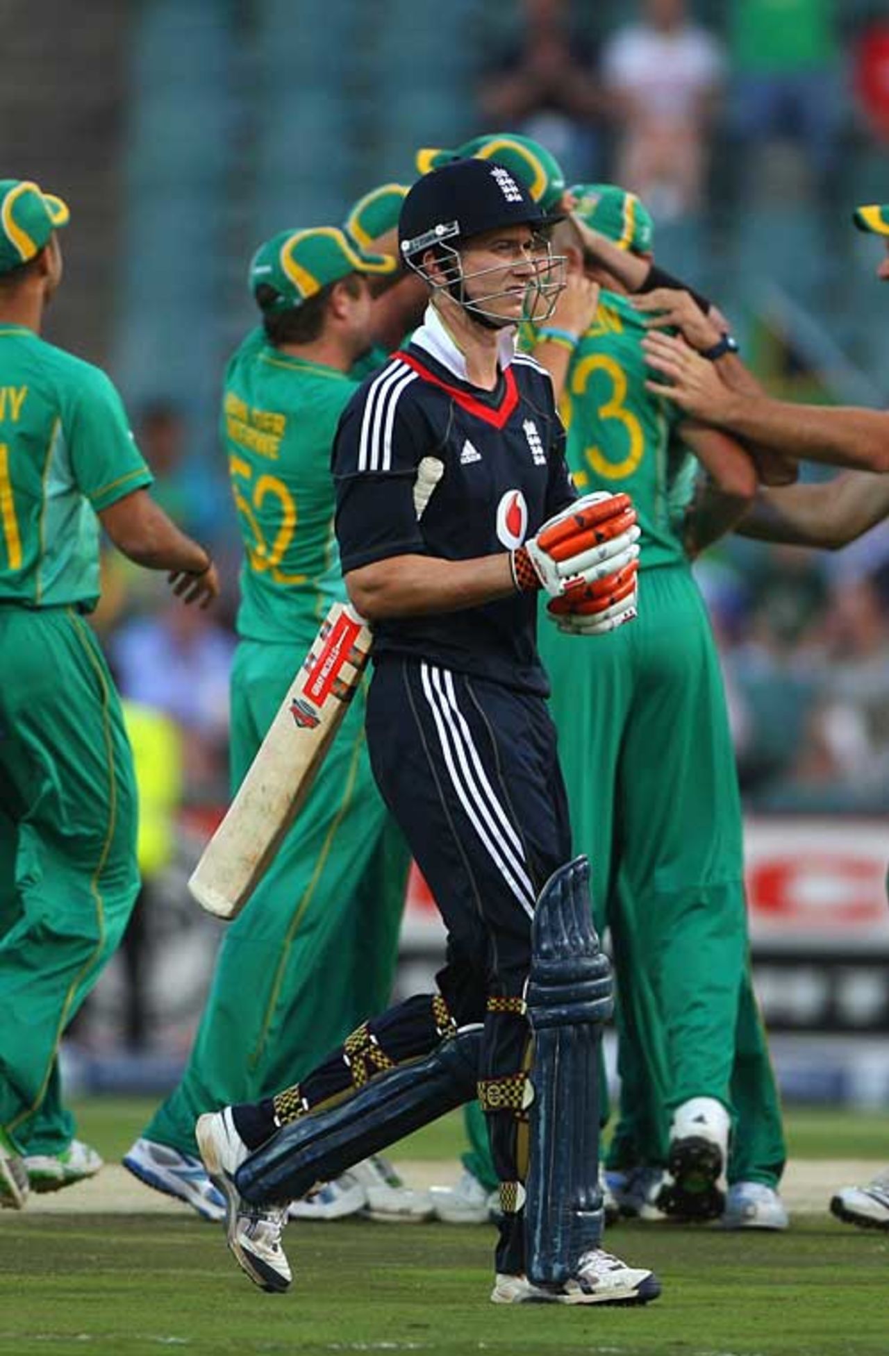 Joe Denly  fell lbw first ball of the match to Charl Langeveldt,  South Africa v England, 1st Twenty20, Johannesburg, November 13, 2009