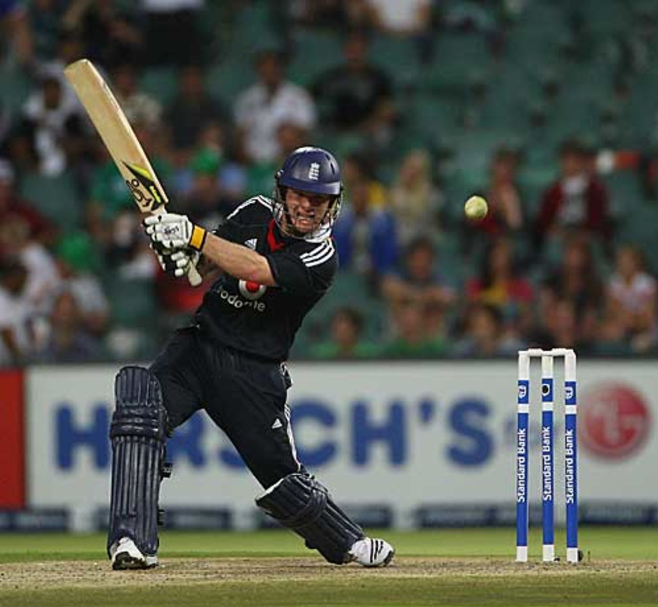 Eoin Morgan opens his shoulders through the off side, South Africa v England, 1st Twenty20, Johannesburg, November 13, 2009