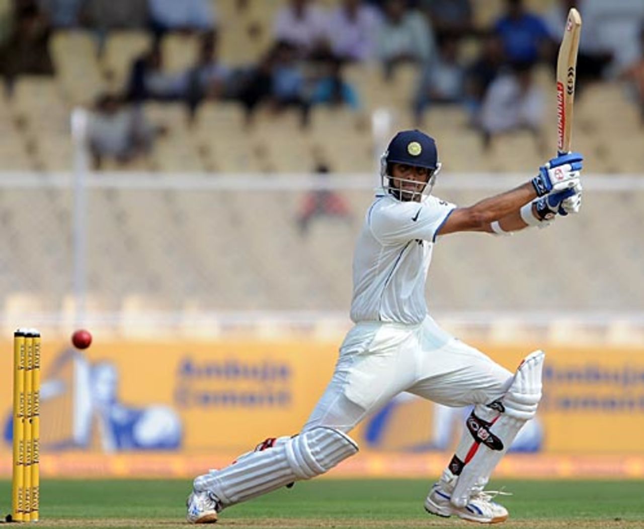 Rahul Dravid square drives during his century, India v Sri Lanka, 1st Test, Ahmedabad, 1st day, November 16, 2009