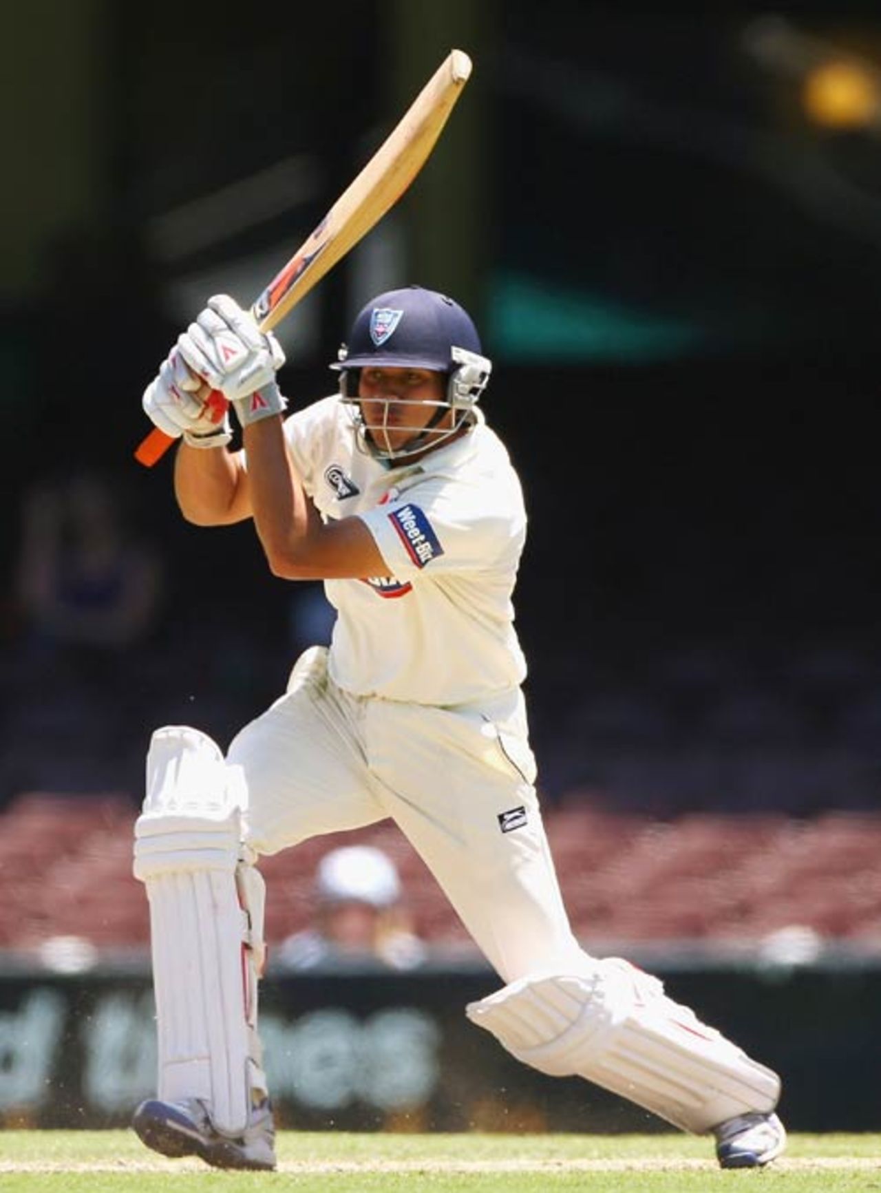 Usman Khawaja drives during his innings of 80, New South Wales v Tasmania, Sheffield Shield, Sydney, 2nd day, November 18, 2009