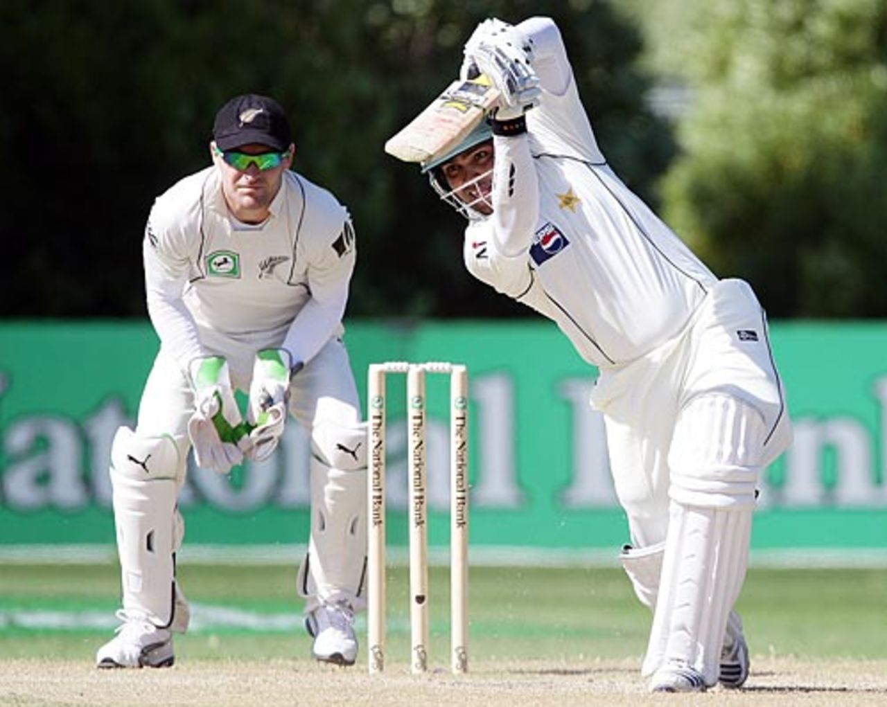 Umar Akmal drives through cover, New Zealand v Pakistan, 1st Test, Dunedin, 3rd day, November 26, 2009
