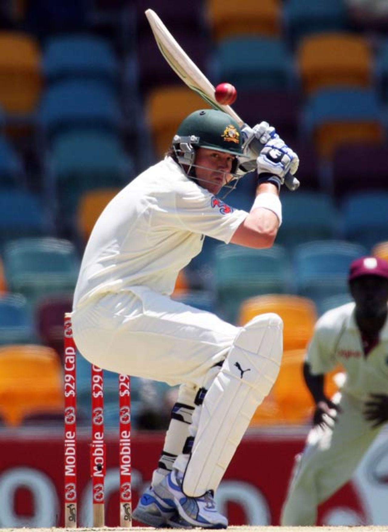 Marcus North ducks under a bouncer, Australia v West Indies, 1st Test, Brisbane, 2nd day, November 27, 2009