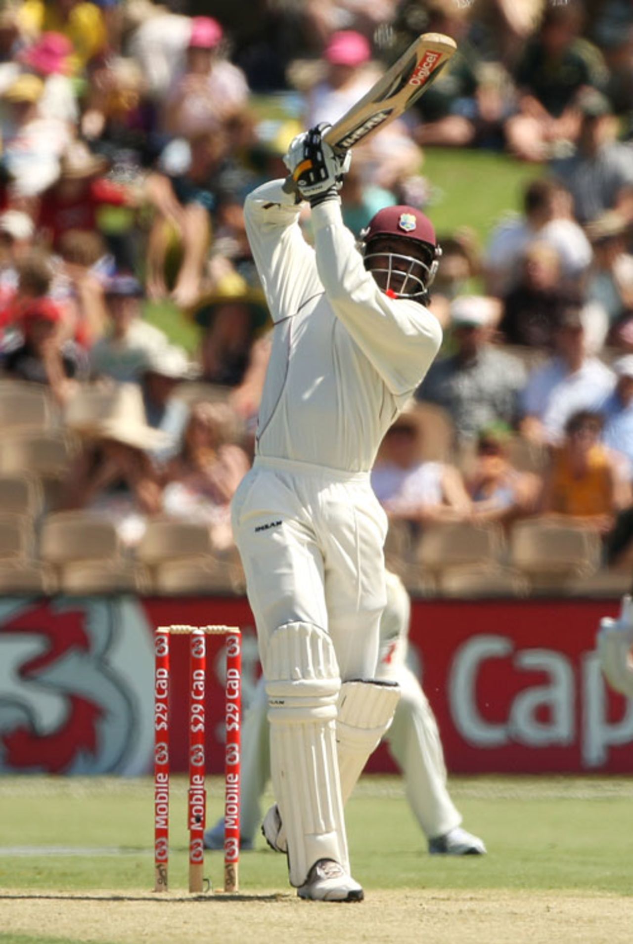 Chris Gayle lifts Doug Bollinger for six, Australia v West Indies, 2nd Test, Adelaide, 4 December 2009