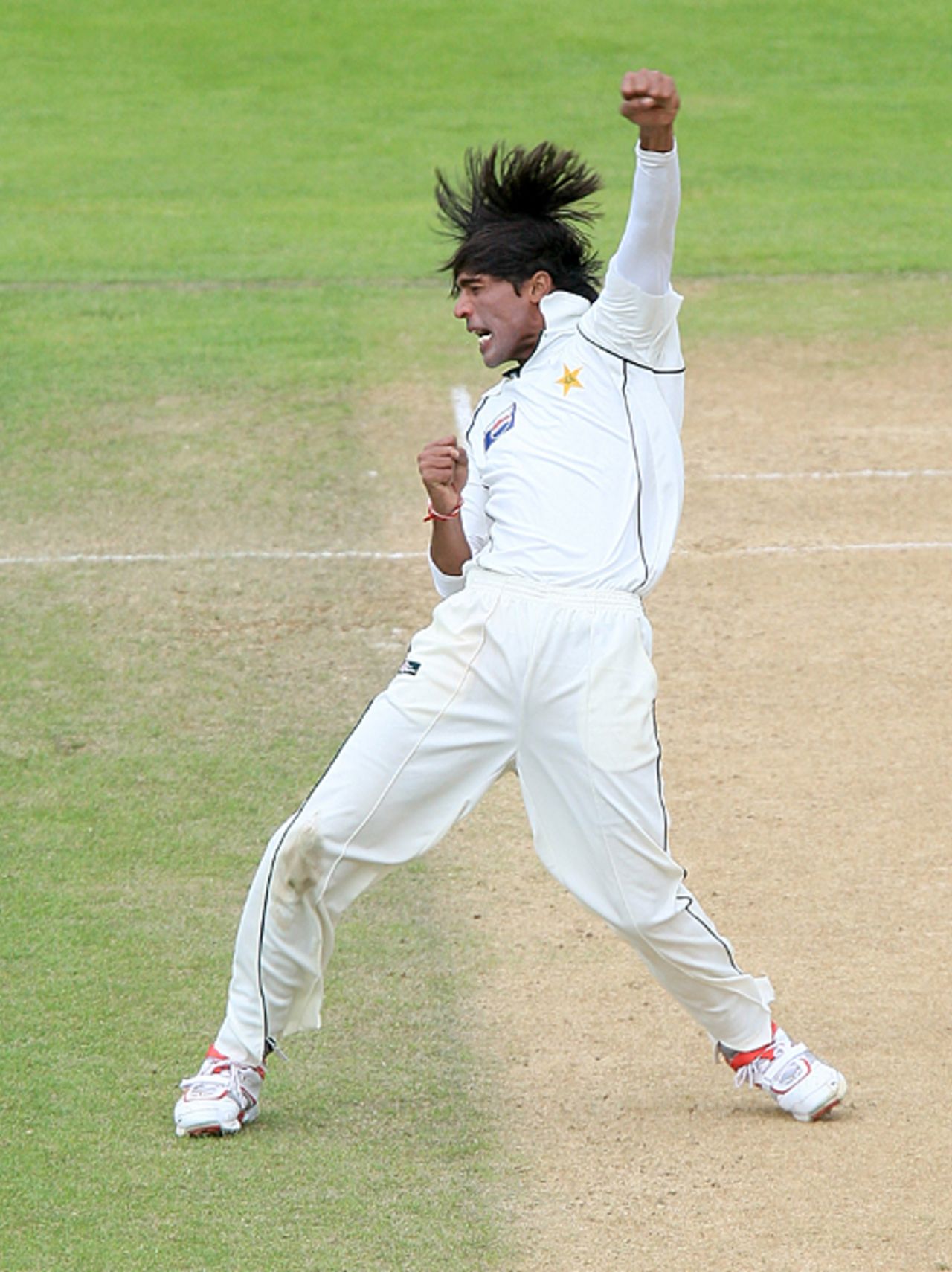 Mohammad Aamer pumps it up after getting Peter Fulton, New Zealand v Pakistan, 2nd Test, Wellington, 4th day, December 6, 2009