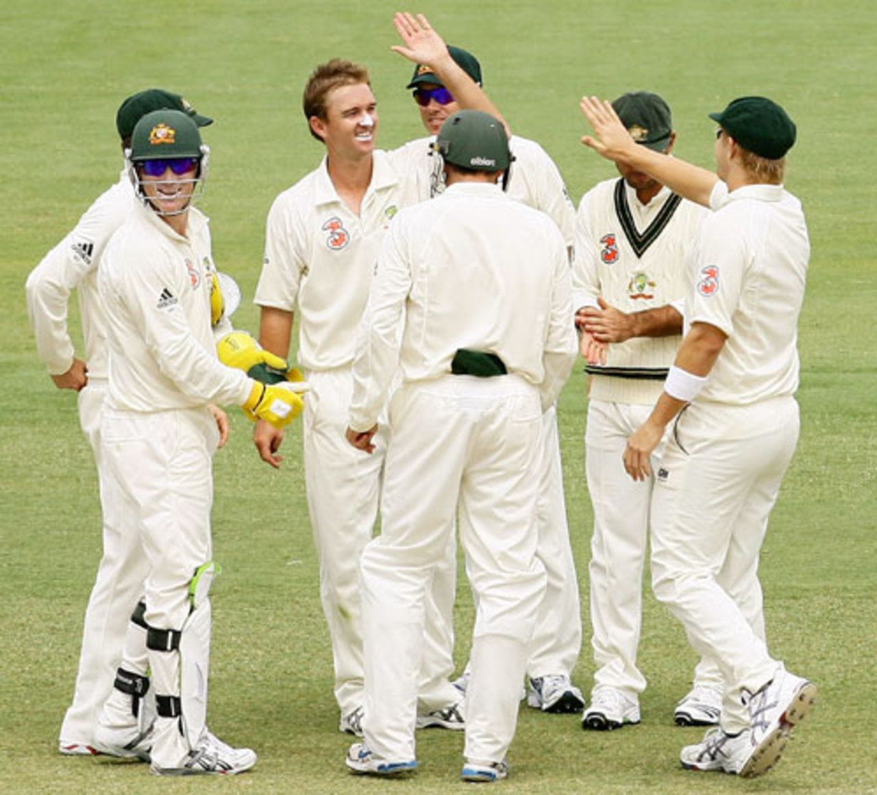Nathan Hauritz takes the praise for his fortunate run-out, Australia v West Indies, 2nd Test, Adelaide
