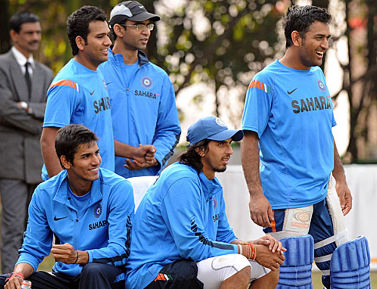 A few Indian players look on in amusement, Mohali, December 11, 2009