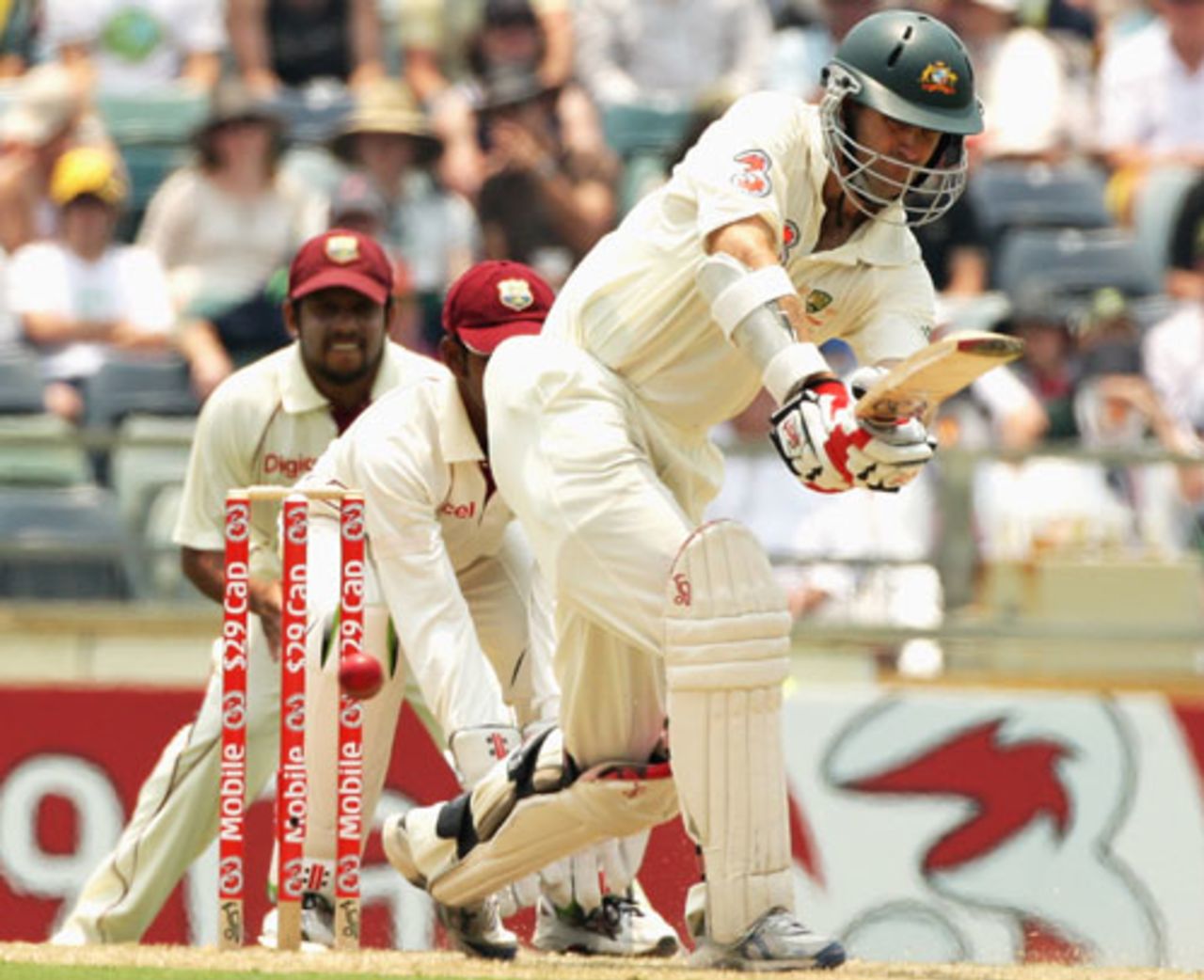 Simon Katich works the ball, Australia v West Indies, 3rd Test, Perth, 16 December 2009
