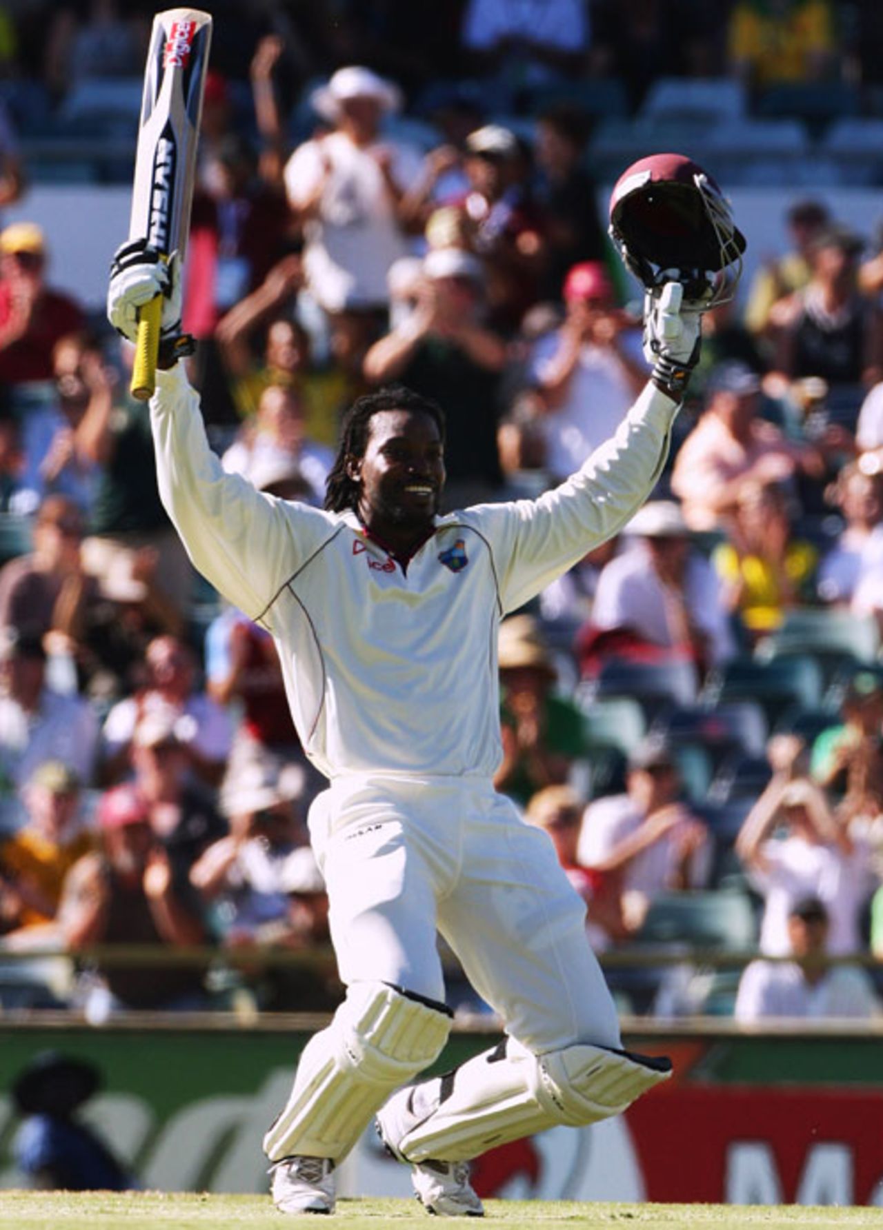 Chris Gayle starts to bow after getting his century, Australia v West Indies, 2nd Test, Perth, 17 December, 2009