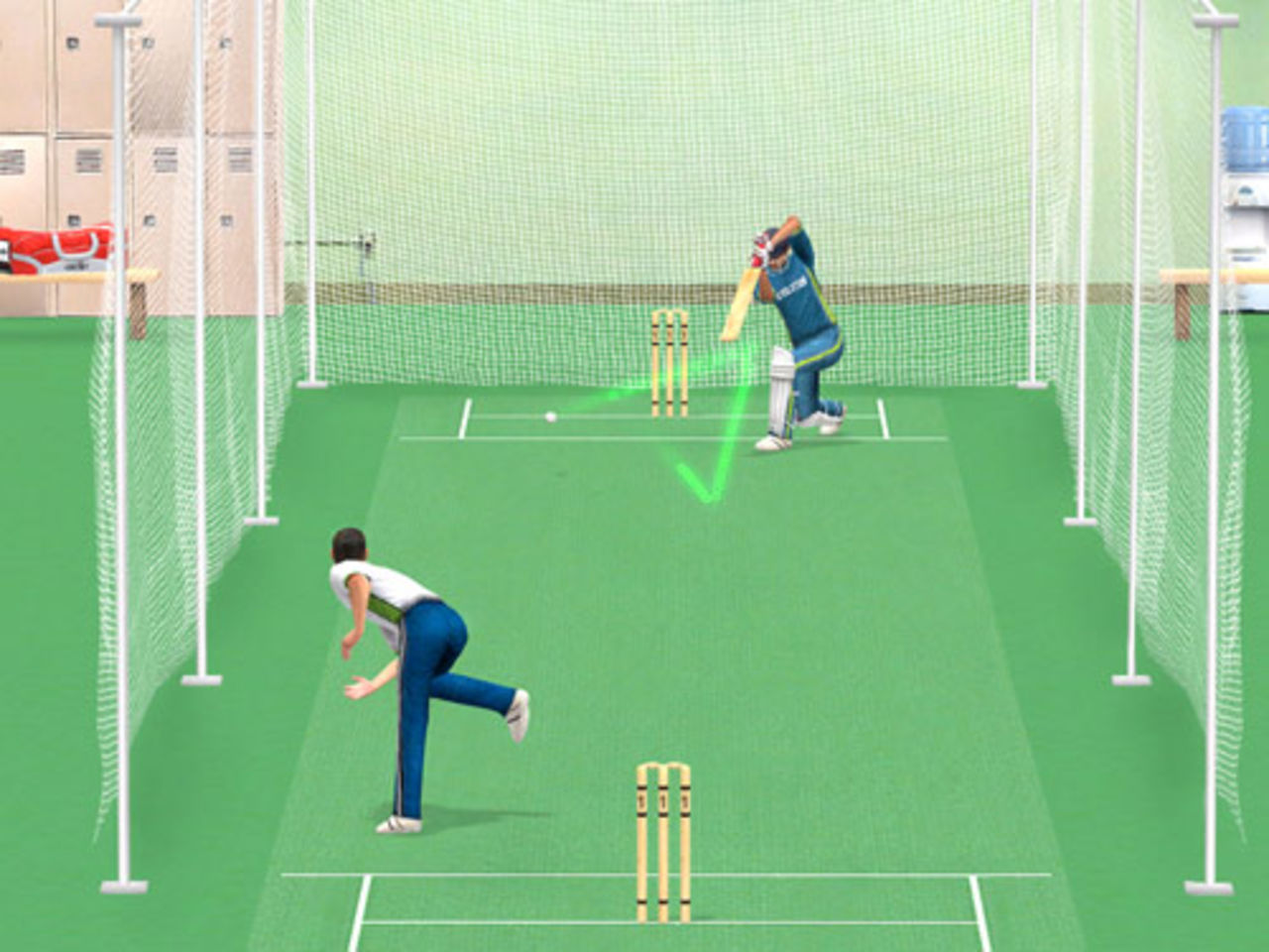 Visual of a nets session from the <i>Cricket Revolution</i> computer game