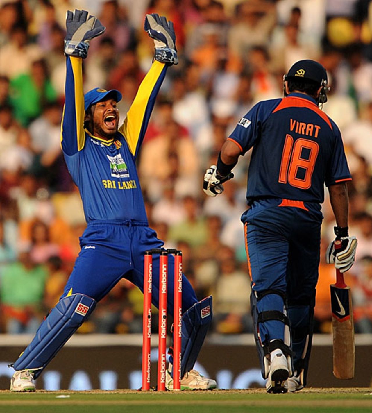Kumar Sangakkara appeals successfully to dismiss Virat Kohli, India v Sri Lanka, 2nd ODI, Nagpur, December 18, 2009