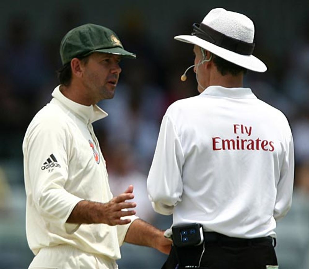 Ricky Ponting has a word with Billy Bowden, Australia v West Indies, 3rd Test, Perth, 4th day, December 19, 2009