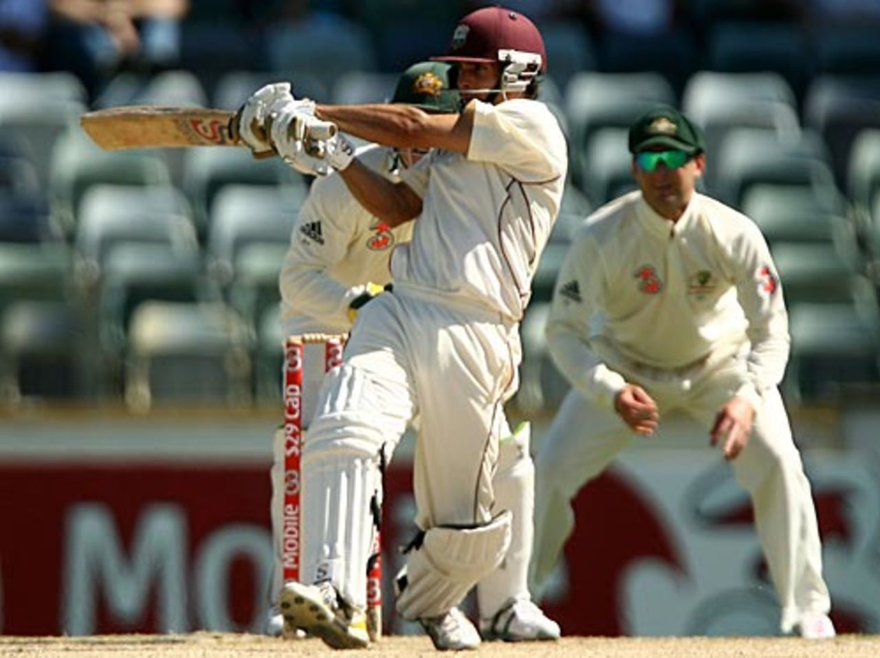 Brendan Nash plays the pull, Australia v West Indies, 3rd Test, Perth, 4th day, December 19, 2009