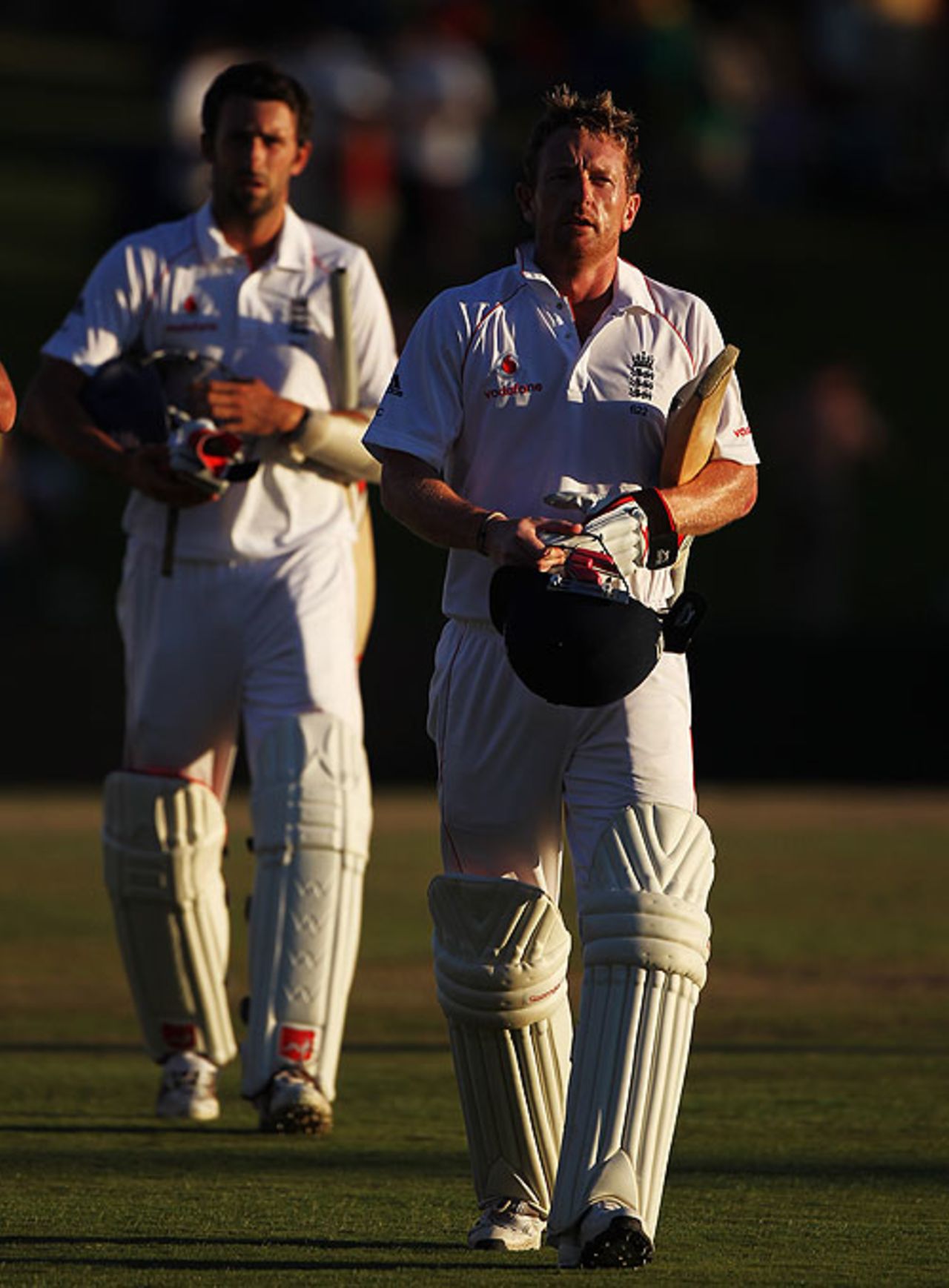 Paul Collingwood and Graham Onions leave the field after their desperate rearguard, South Africa v England, 1st Test, Centurion, 5th day, December 20, 2009