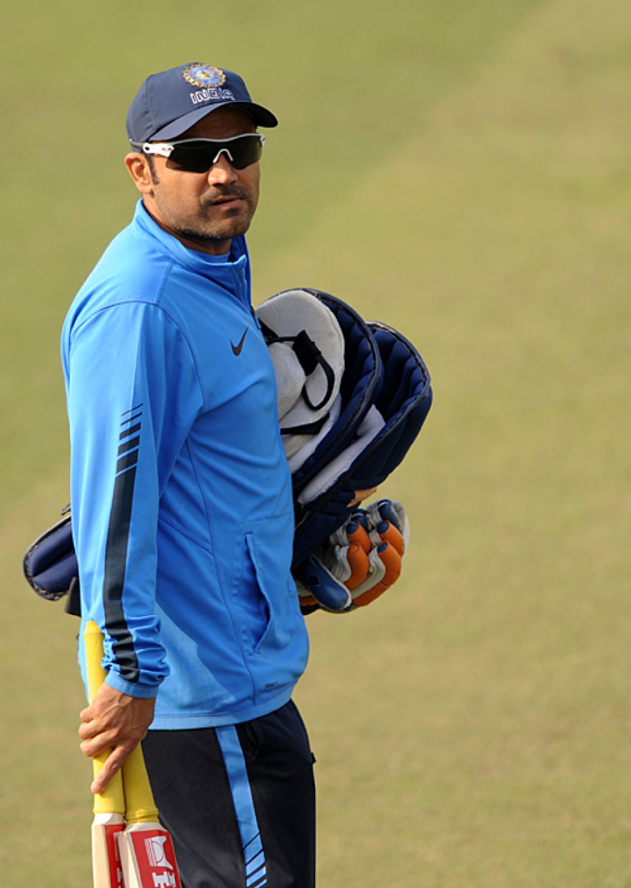 Virender Sehwag during training, Kolkata, December 23, 2009