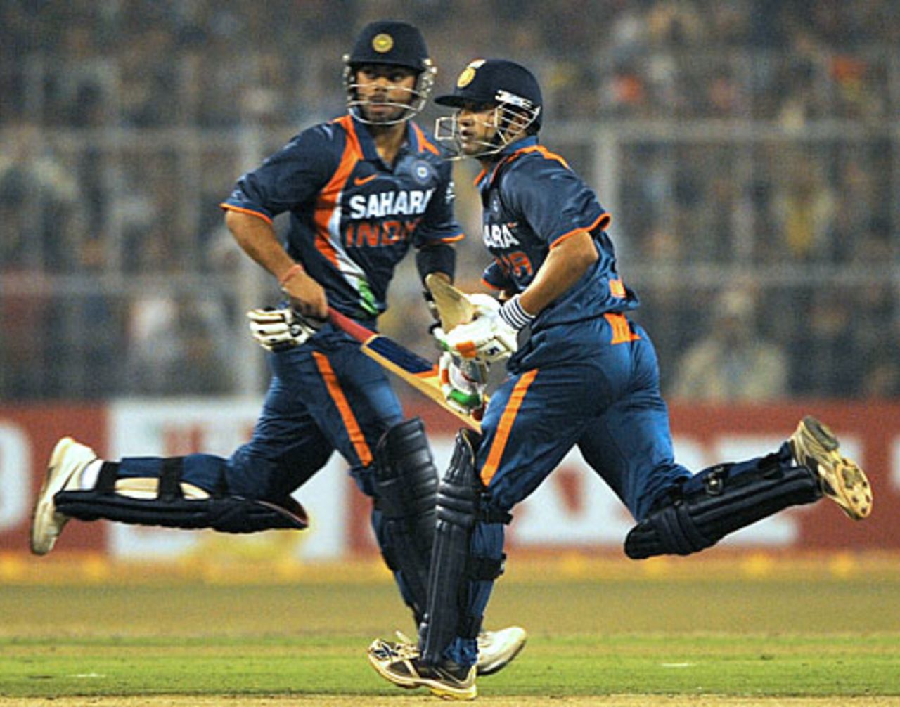 Virat Kohli and Gautam Gambhir scamper through for another single, India v Sri Lanka, 4th ODI, Kolkata, December 24, 2009