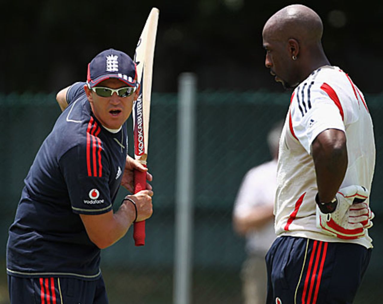 Andy Flower passes on tips to Michael Carberry, Cape Town, January 1, 2010