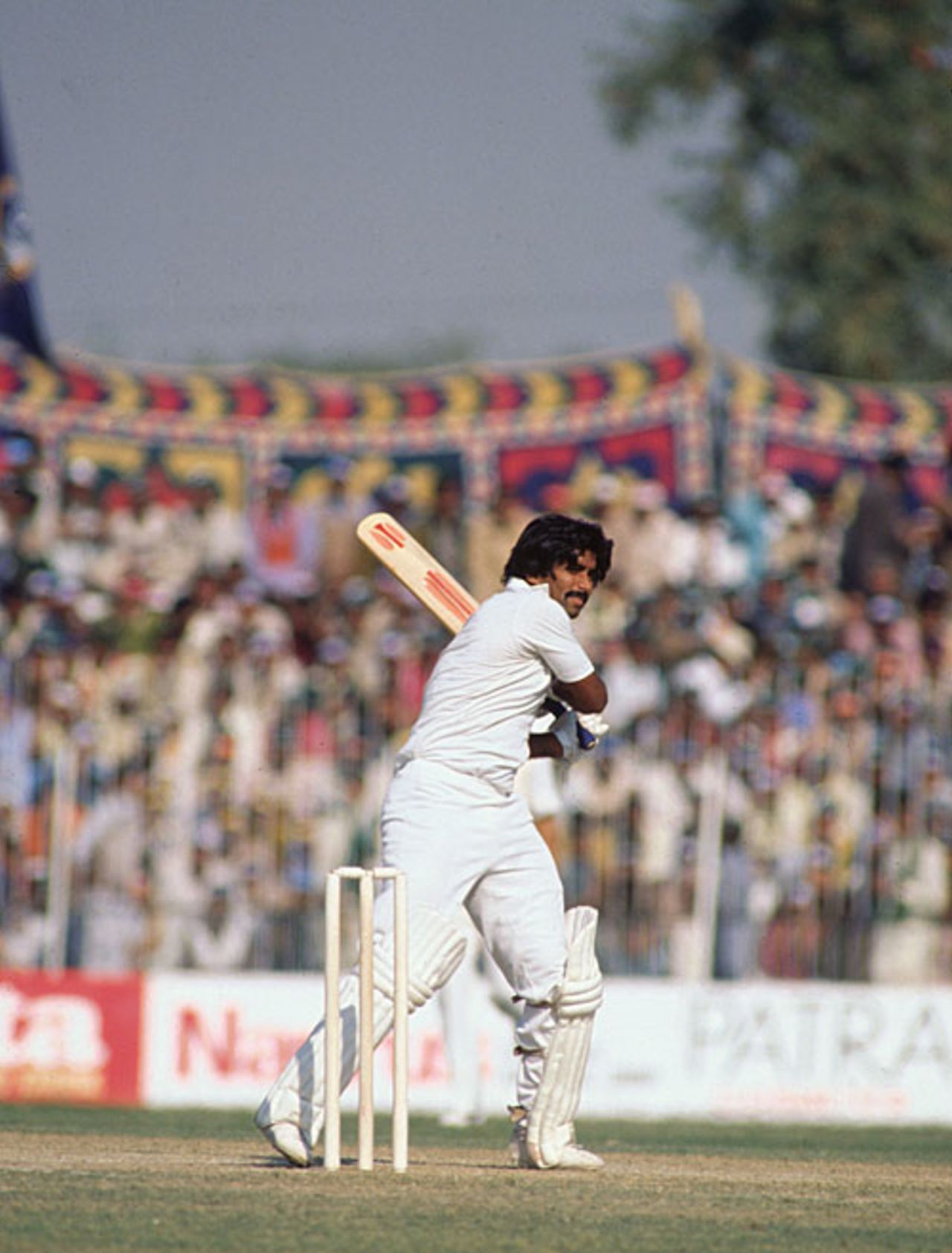 Javed Miandad on his way to 50, Pakistan v West Indies, 2nd Test, Faisalabad, 2nd day, December 9, 1980