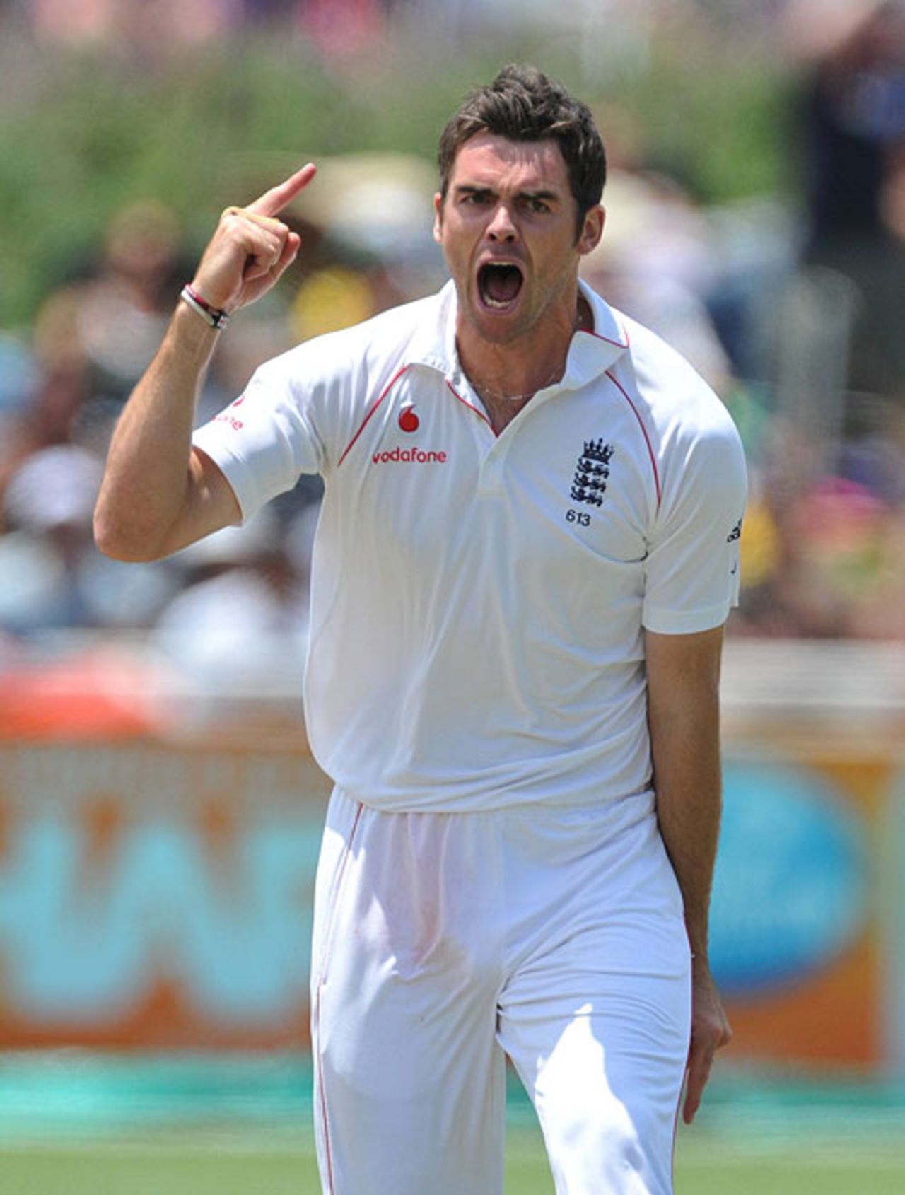 James Anderson is fired up after getting the crucial wicket of Graeme Smith, South Africa v England, 3rd Test, Cape Town, January 3, 2010