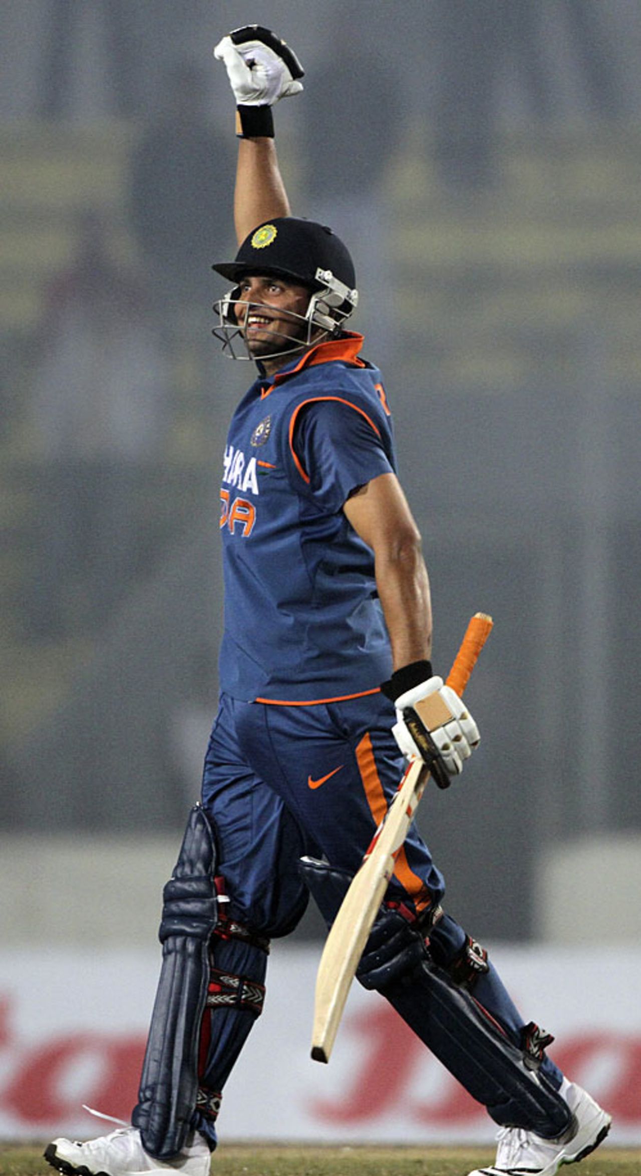 Suresh Raina is all smiles after getting to fifty, Bangladesh v India, Tri-series, 3rd ODI, Mirpur, January 7, 2010