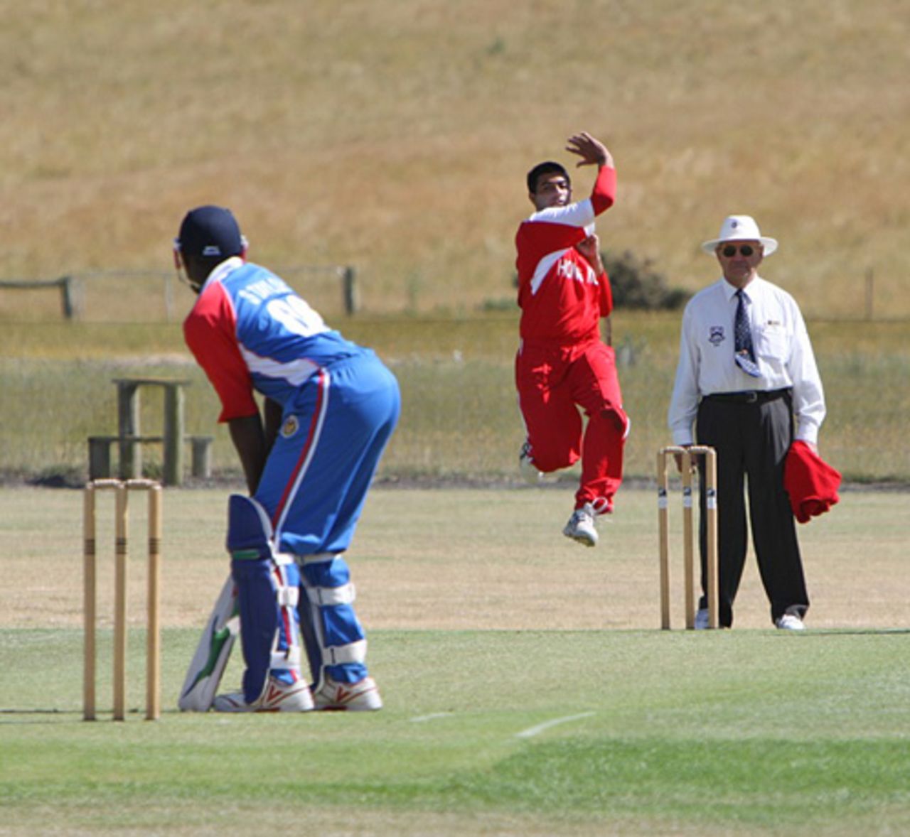 Niaz Ali bowling against USA U19 at "The Willows"