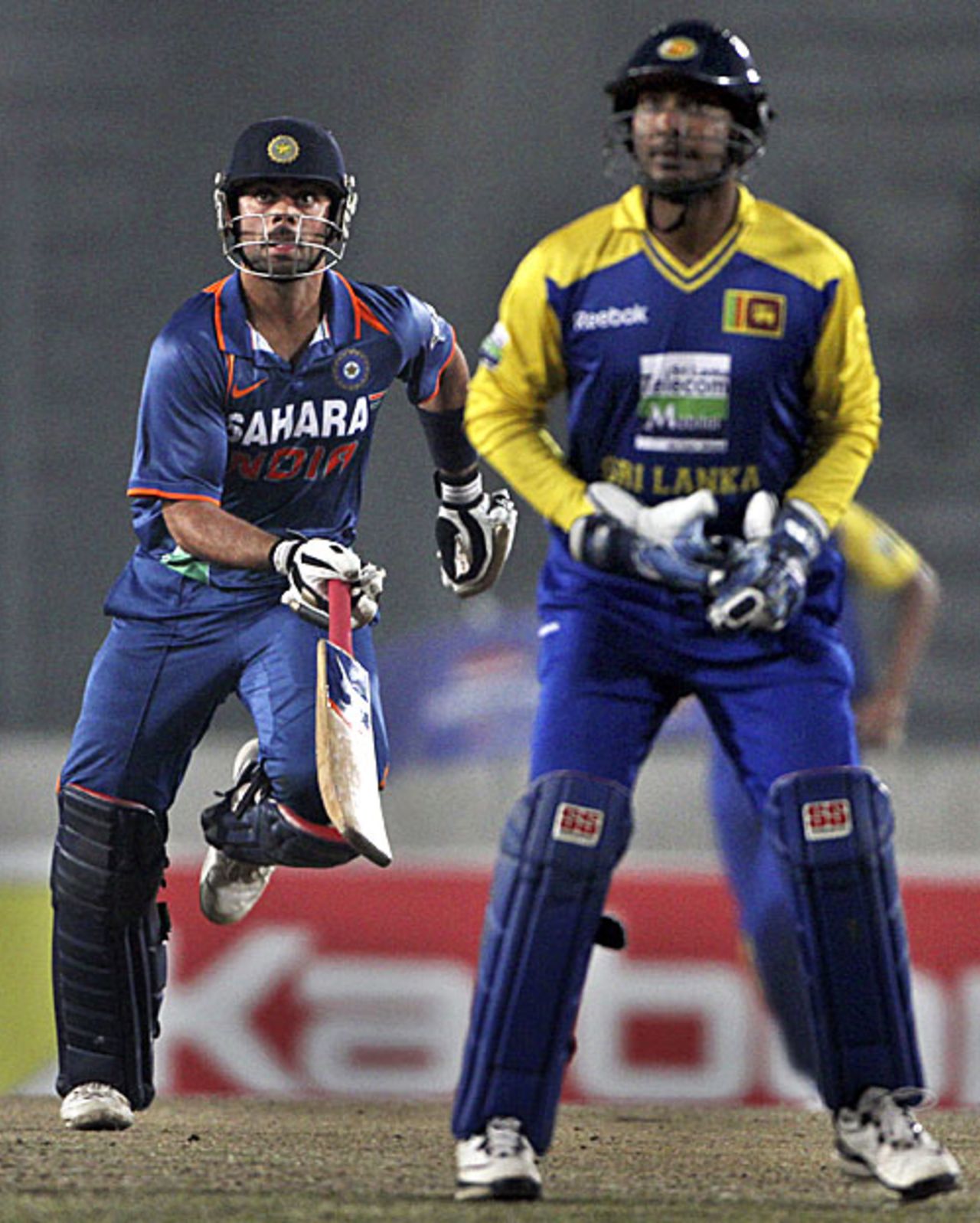 Virat Kohli tries to beat the throw to the keeper's end, India v Sri Lanka, Tri-series, 5th ODI, Mirpur, January 10, 2010
