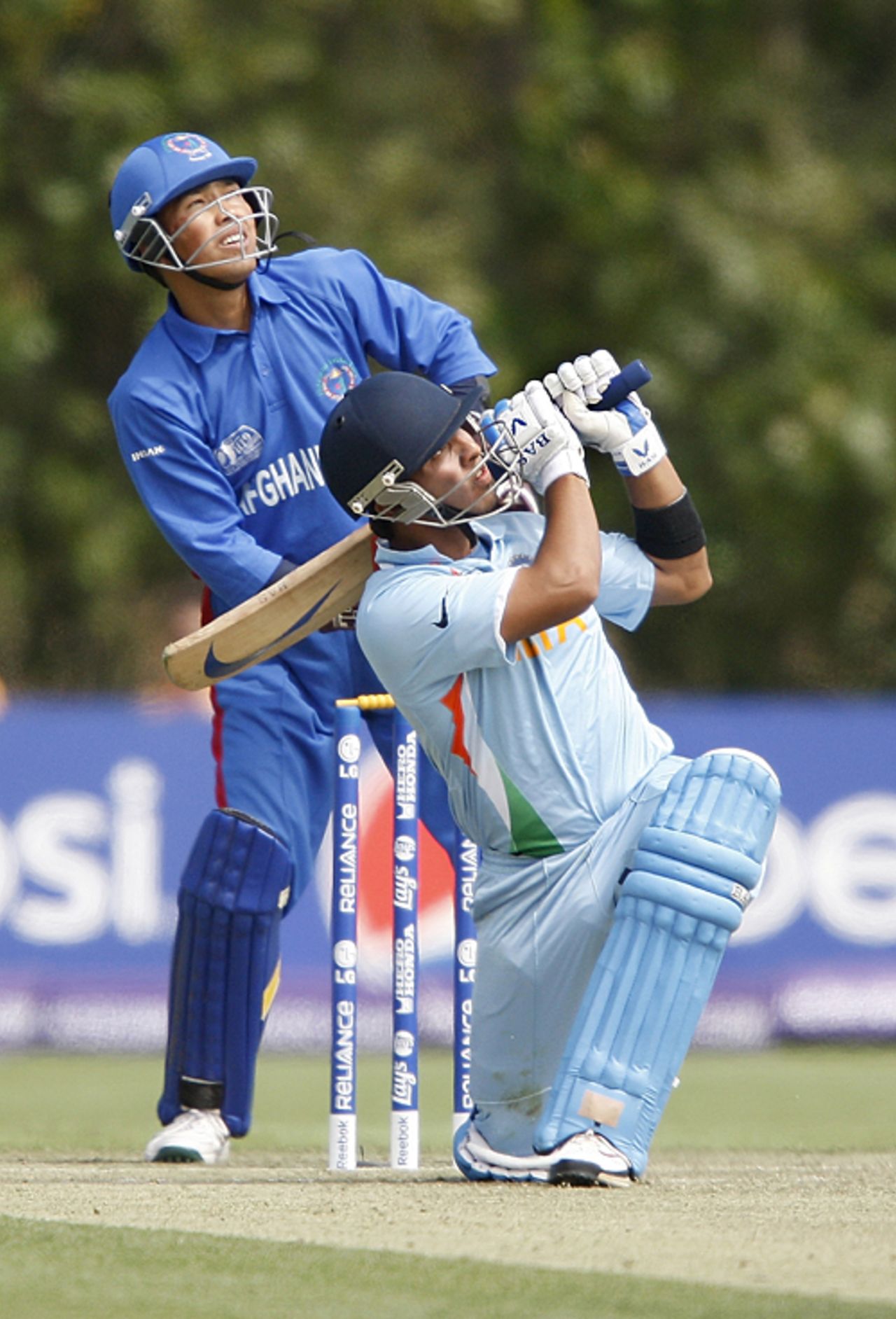 India's Mandeep Singh swats one for six, Afghanistan Under-19s v India Under-19s, 1st Match, Group A, ICC Under-19 World Cup, Lincoln, January 15, 2009