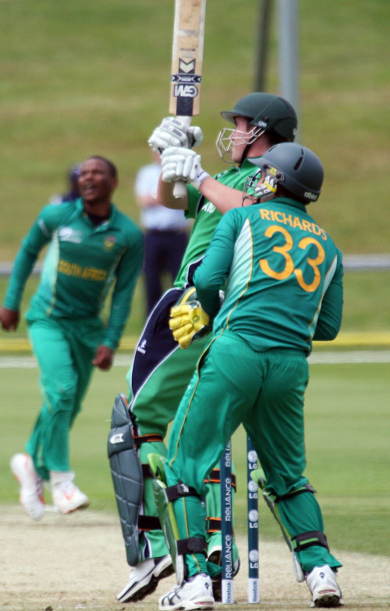 Lee Nelson hits a six during his half century,  Ireland Under-19s v South Africa Under-19s, 3rd Match, Group B, ICC Under-19 World Cup, Queenstown, January 15, 2009