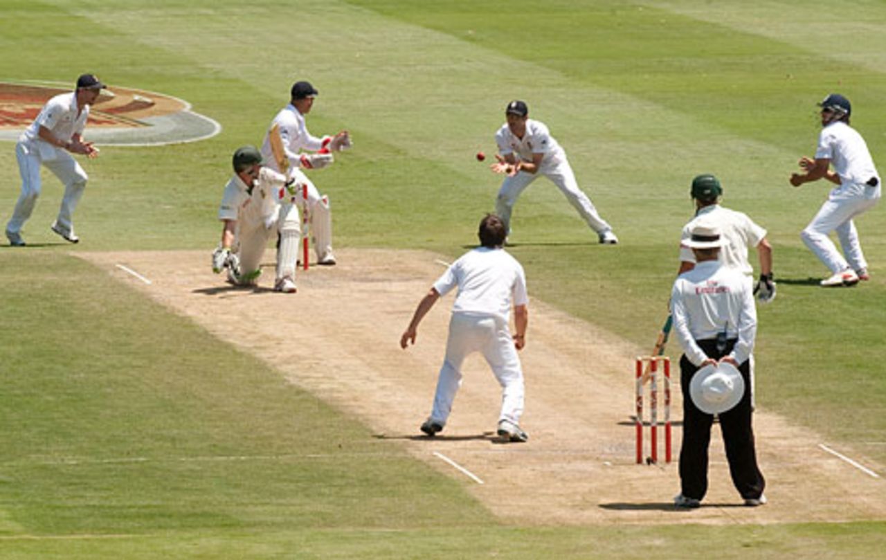 AB De Villiers was given out caught behind but umpire Harper overturned it on review, 4th Test, South Africa v England, Johannesburg, 16 January, 2010