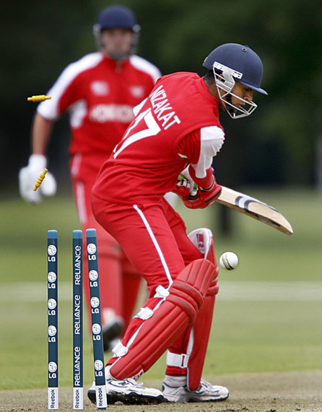 Nizakat Khan is bowled by Sandeep Sharma, India Under-19s v Hong Kong Under-19s, 11th Match, Group A, ICC Under-19 World Cup, Christchurch, January 17, 2010