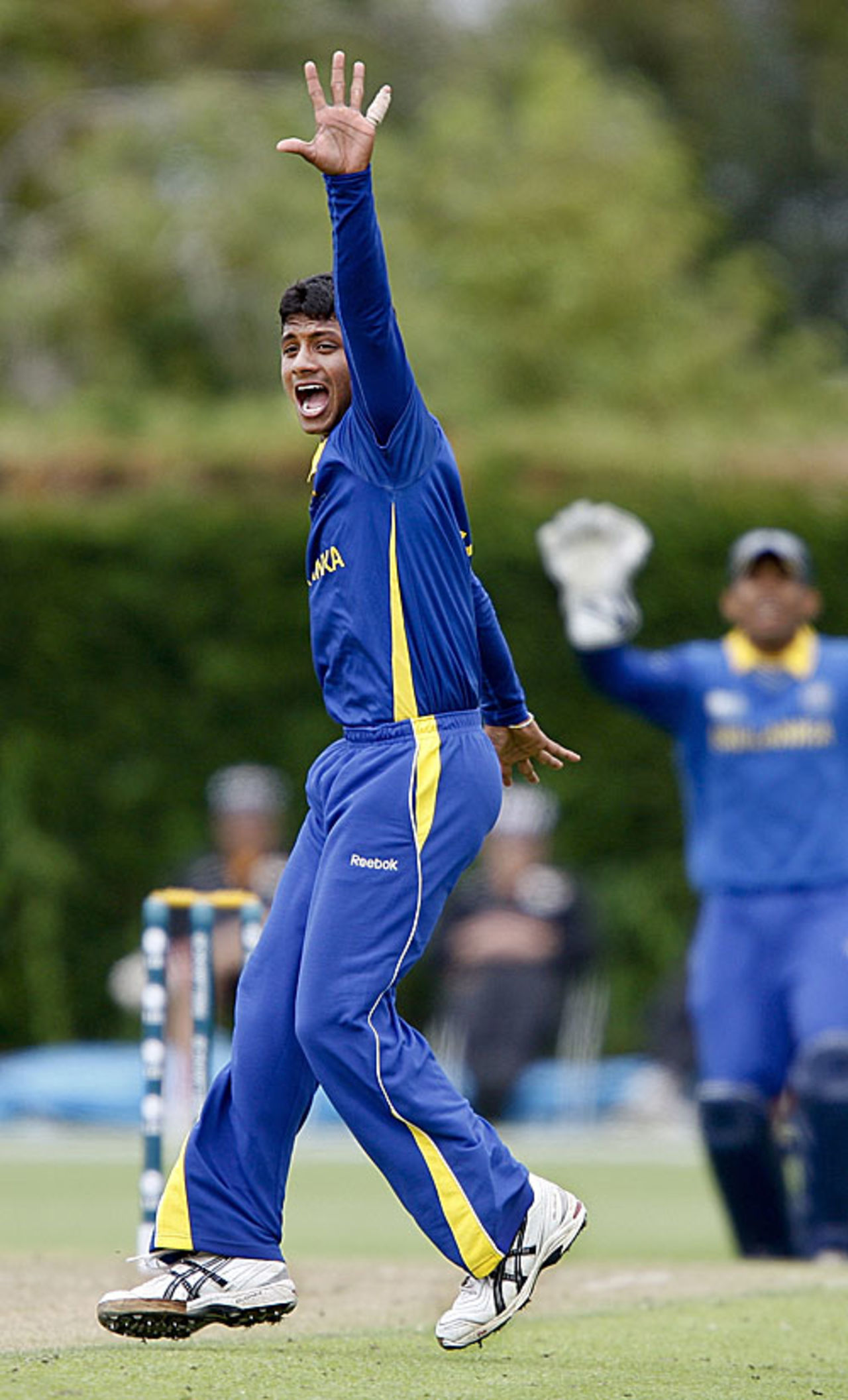 Chathura Peiris appeals for a wicket, Canada Under-19s v Sri Lanka Under-19s, 14th Match, Group C, ICC Under-19 World Cup, Lincoln, January 18, 2010