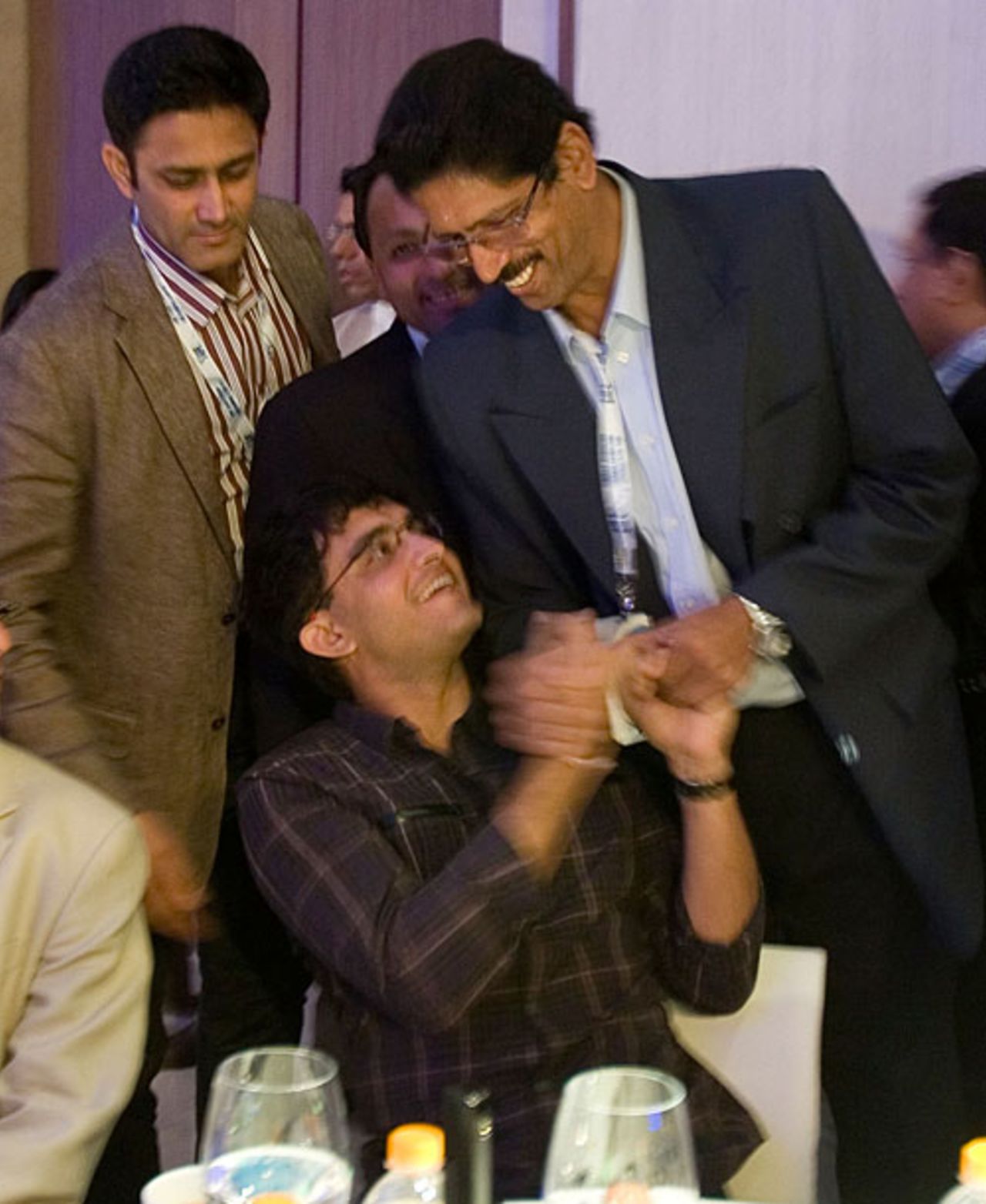Anil Kumble, Sourav Ganguly and TA Sekar exchange pleasantries, Mumbai, January 19, 2010