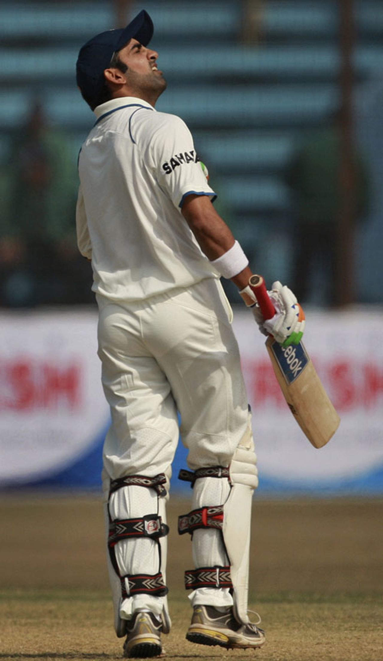 Gautam Gambhir looks heavenwards after reaching his ton, Bangladesh v India, 1st Test, Chittagong, 4th day, January 20, 2010 